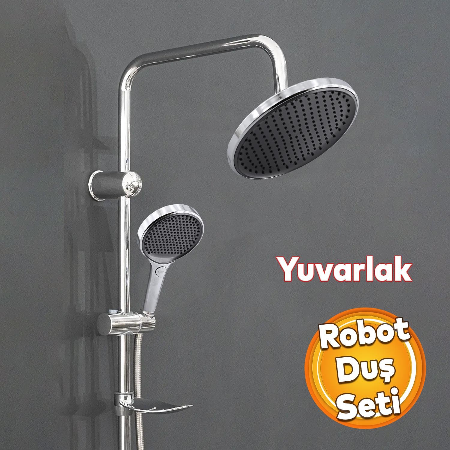 Robot Tepe Duş Seti Takımı Shower Yağmurlama Yuvarşal Lüx Banyo Masaj Duş Başlığı Sistemi Krom