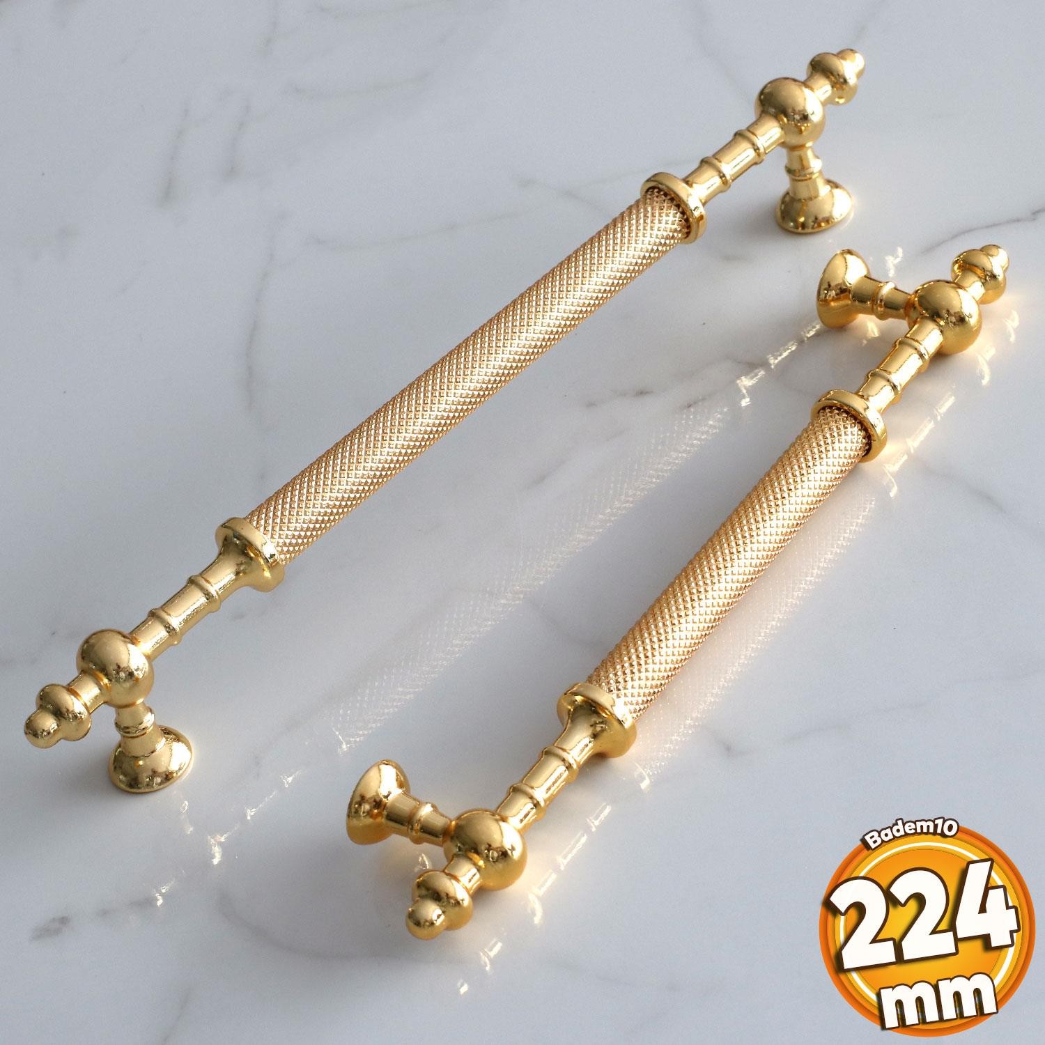 Ladin Altın Gold Metal Kulp 224 mm-22.4 cm Mobilya Çekmece Mutfak Dolabı Dolap Kapak Kulpları Kulbu