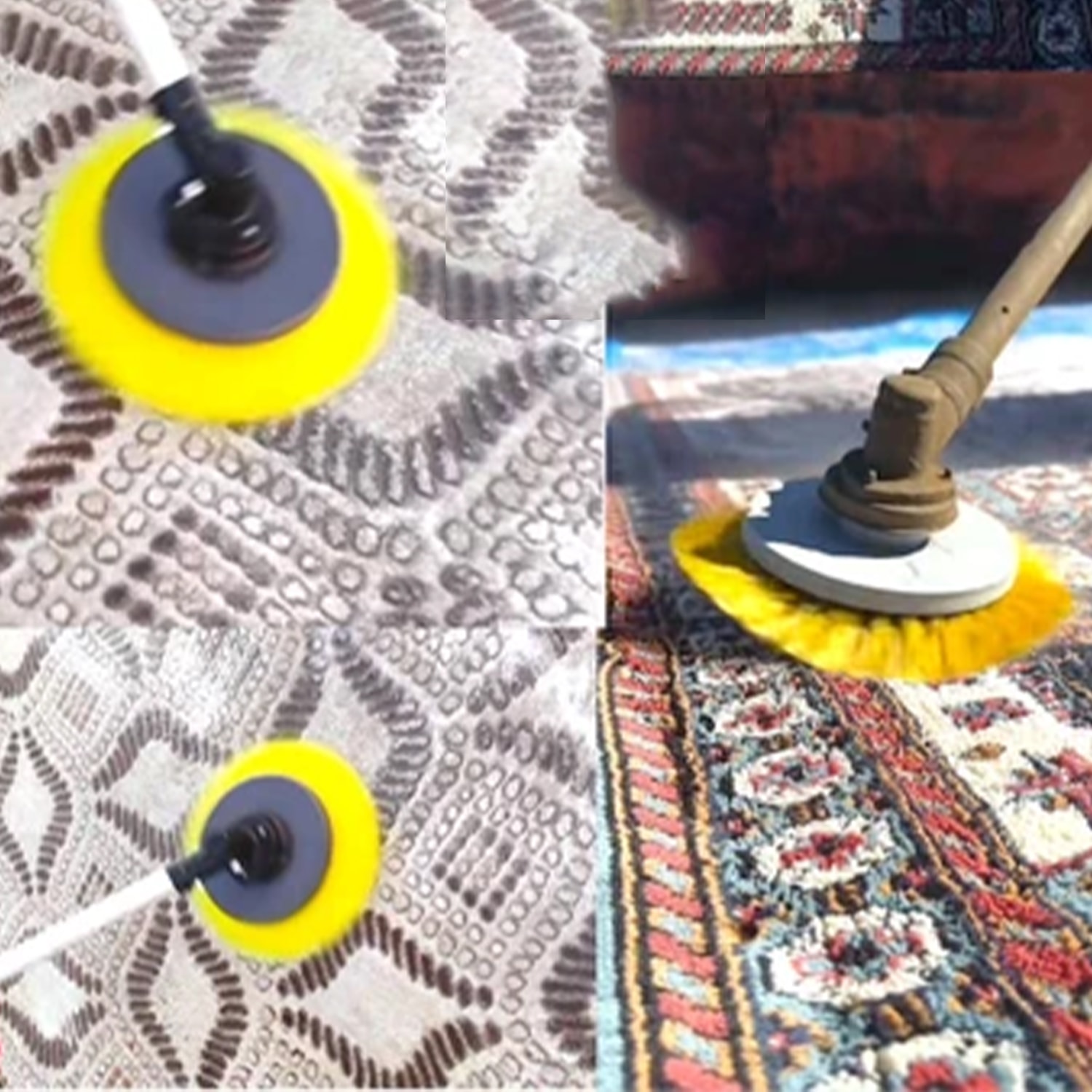 Motorlu Tırpan Matkap Uyumlu Halı Koltuk Yıkama Fırçası Temizleme Başlığı Aparat Silindir Leke Çıkar