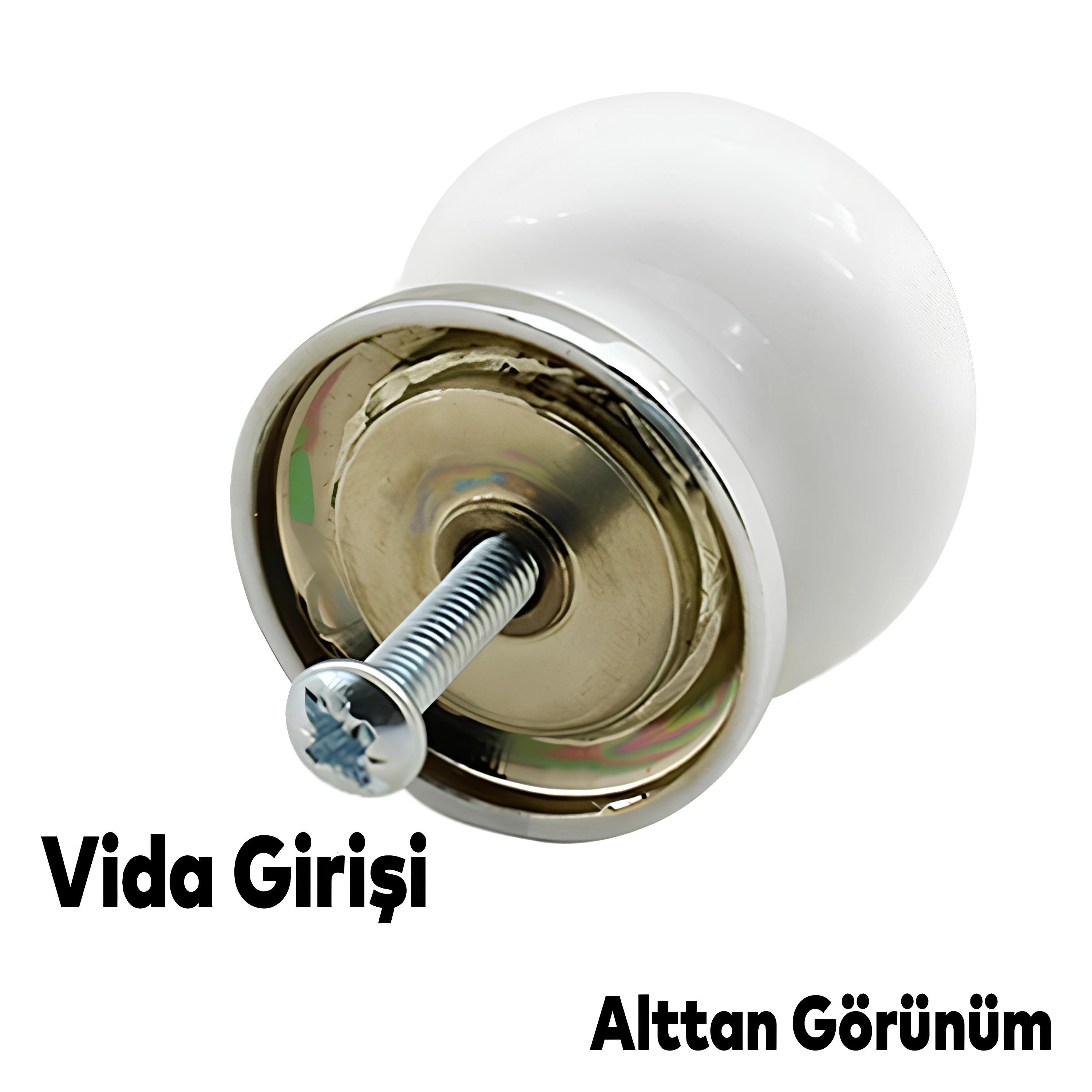 Polimer Düğme Kulp Gül Desenli Krom Tablalı Dolap Mobilya Mutfak Dolabı Çekmece Dolap Kulpu Kulbu