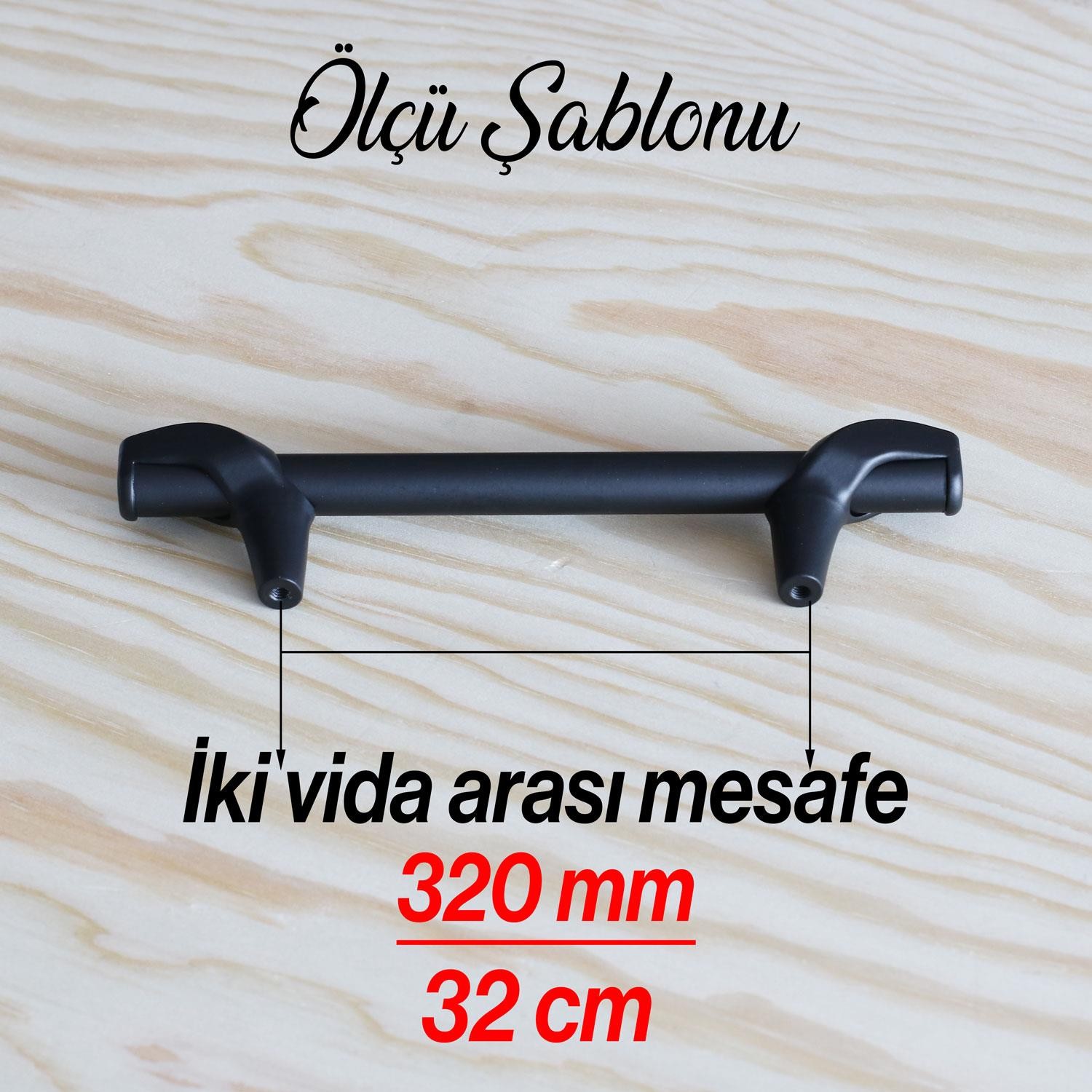 Prade 320 mm Mat Siyah Kulp Metal Mobilya Çekmece Mutfak Dolap Kapak Kulpları Kulbu Dolabı Kulpu