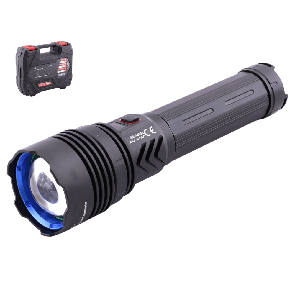 El Feneri Metal Kasa 8000 Lümen 80W Zoomlu Uzun Menzil Şarjlı Powerbank Ledli Işık Lambası Kamp