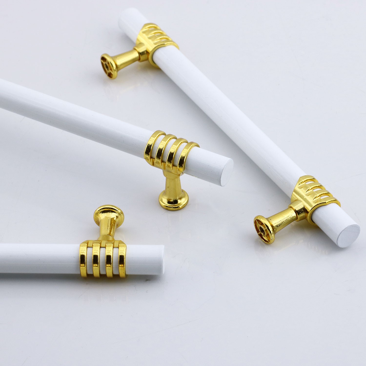 Eylül Mobilya Mutfak Dolabı Çekmece Dolap Kulpları Kapak Kulpu Kulbu Beyaz Altın 192 mm Metal Kulp