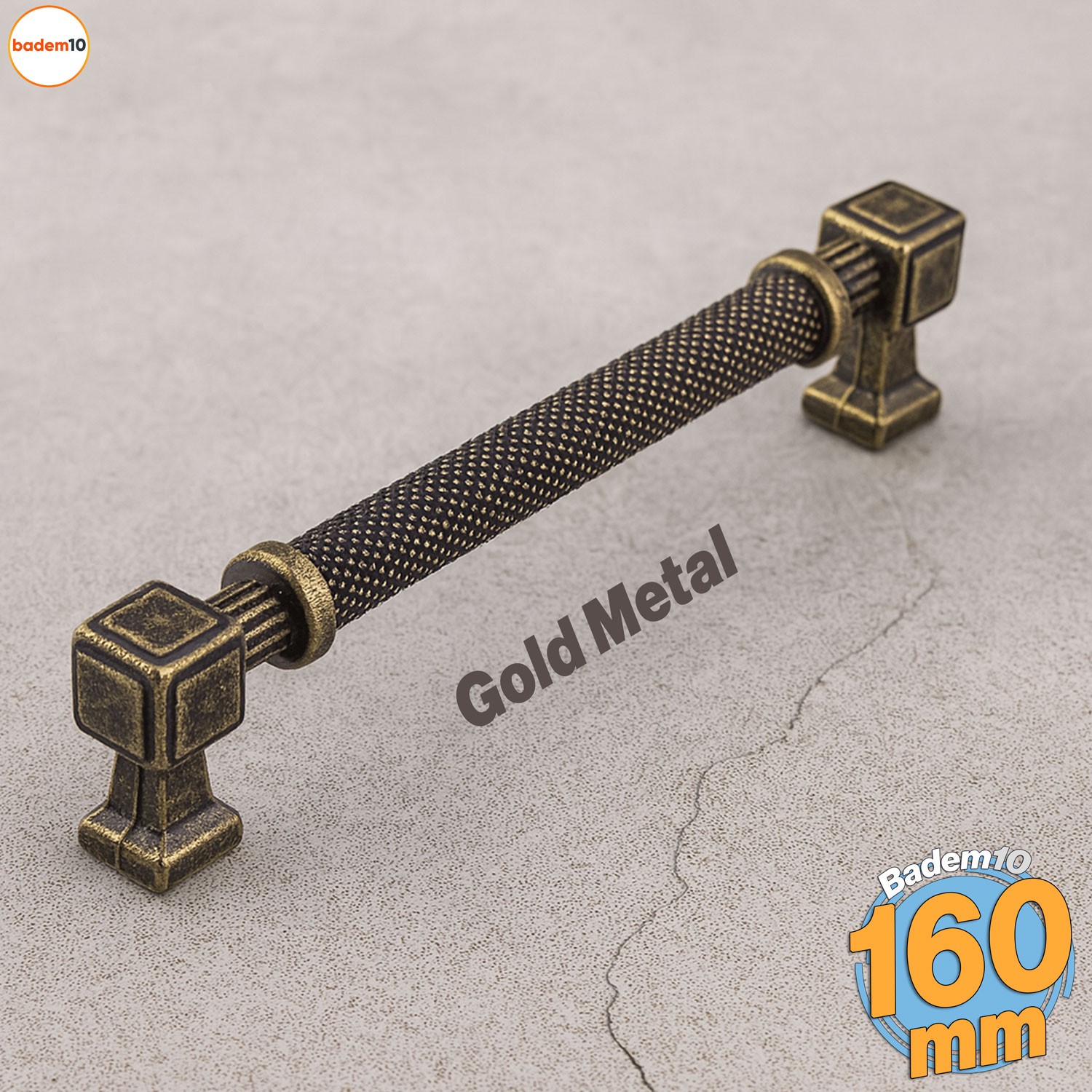 Grip Desenli Antik Sarı Metal Kulp 160 mm Mobilya Çekmece Mutfak Dolabı Dolap Modern Kapak Kulpları