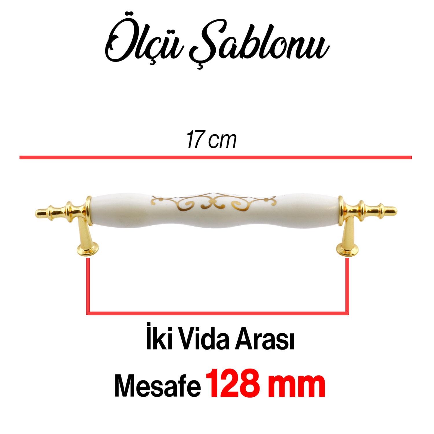 Halley Mobilya Mutfak Dolabı Çekmece Dolap Kapak Kulpu Kulbu Gold Beyaz 128 mm Polimer Kulp