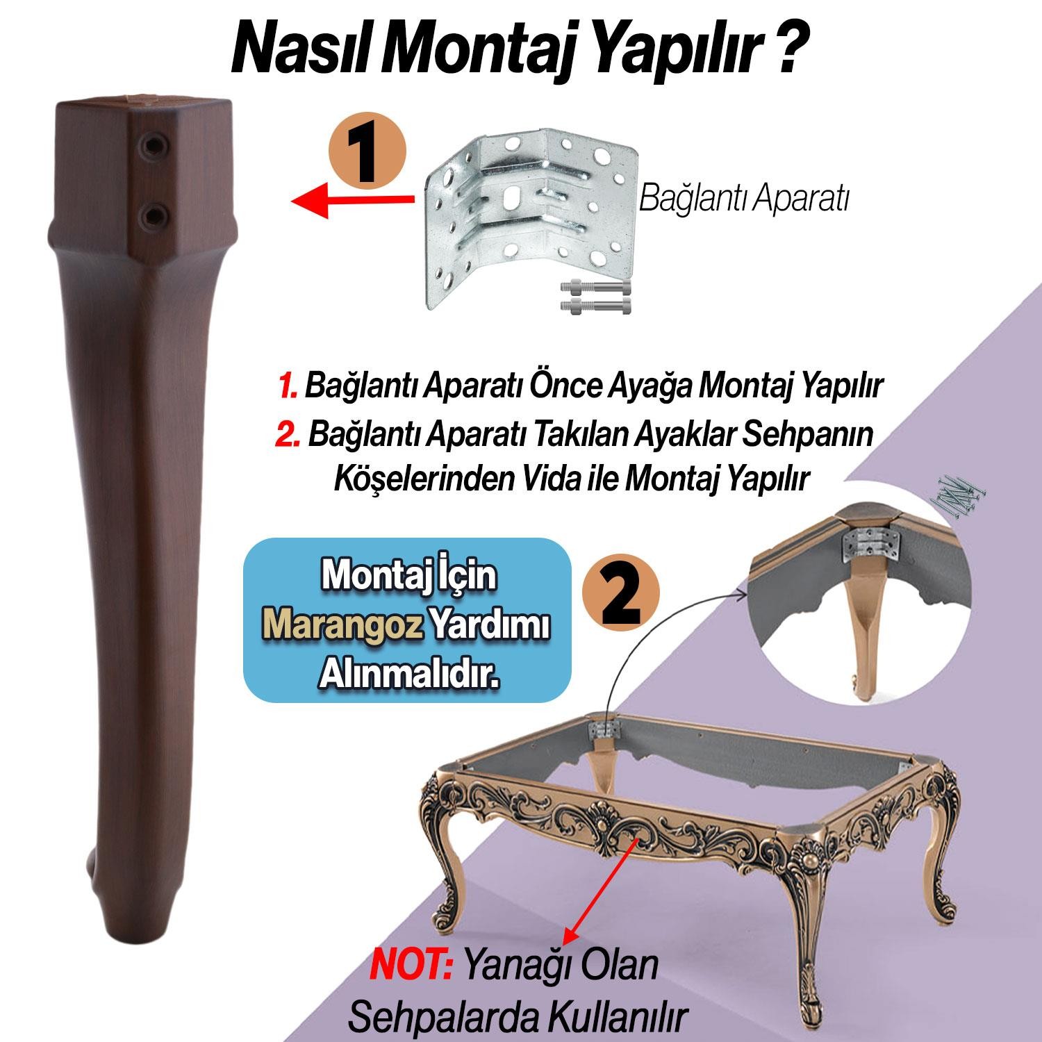 Nehir Plastik Sehpa Ayağı 40 cm Ahşap Desenli Orta Ayak Zigon Sehpa Mobilya Masa Ayakları Kahverengi