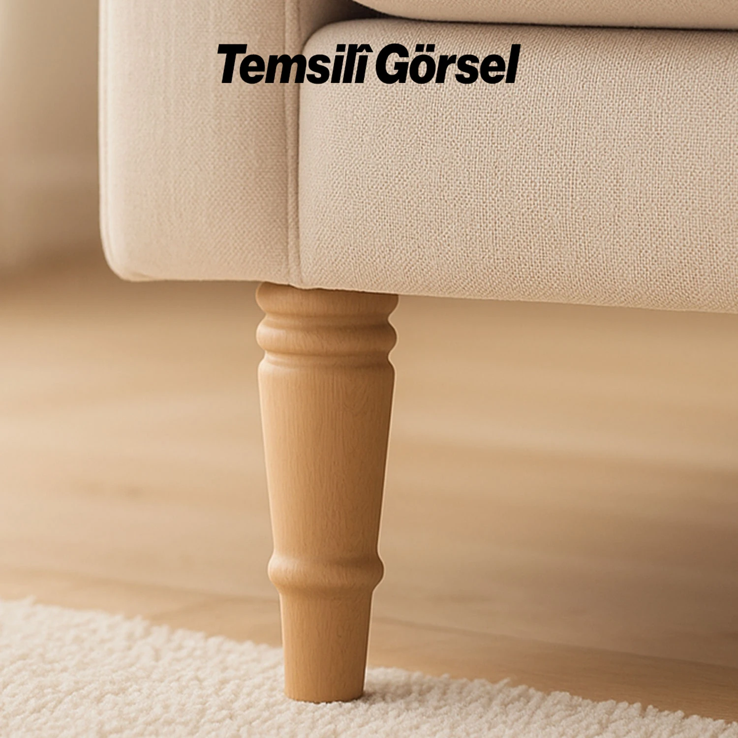 Bohem 20 cm Doğal Ahşap Ayak Boyasız Ham Silindir Mobilya Koltuk Kanepe Ayağı Metal Aparat Dahil