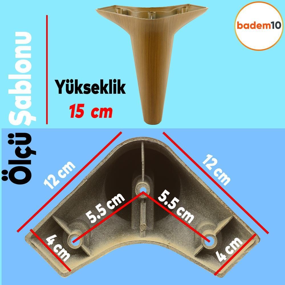 Aspen Lüks Mobilya Kanepe Koltuk Tv Ünitesi Baza Ayağı Ayakları 15 Cm Koyu Ceviz Ayak (4 ADET)