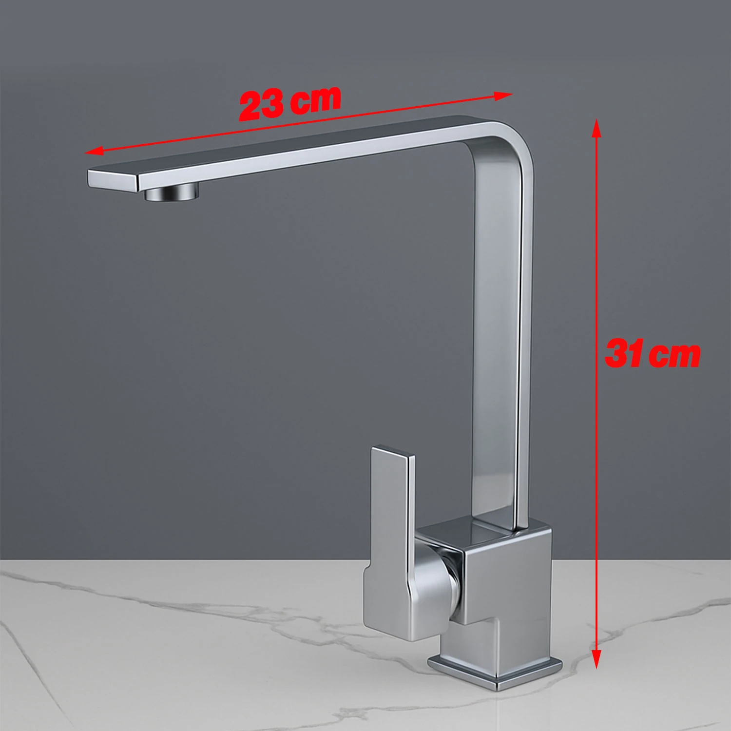 Mutfak Evye Bataryası Krom 360 Derece Döner Başlıklı Dayanıklı Su Tasarruflu Lavabo Musluğu