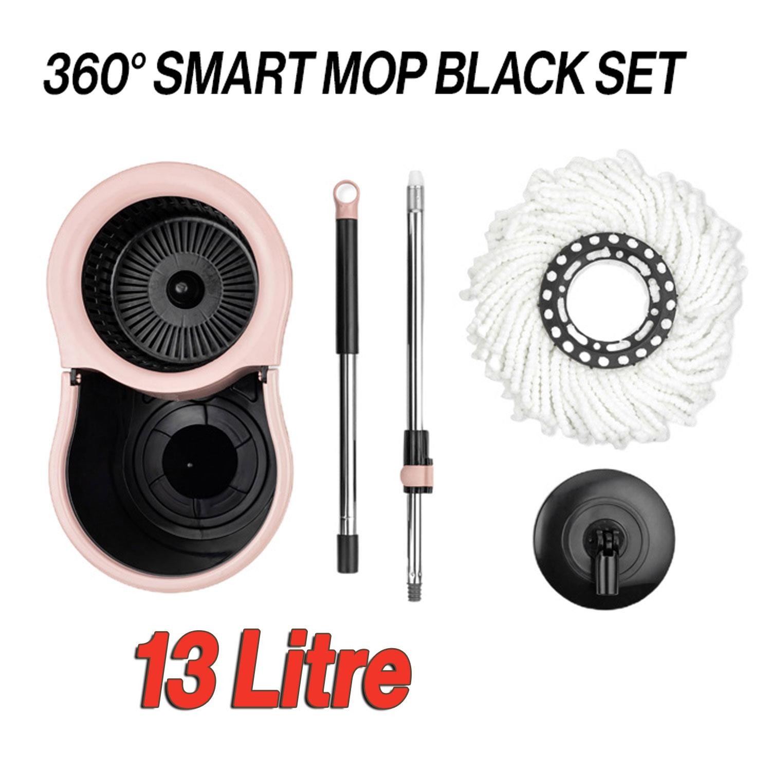 Smart Edition Mikrofiber Süper 360 Otomatik Temizlik Seti Yer Vileda Kova Mop Set Banyo Paspas 13 Lt