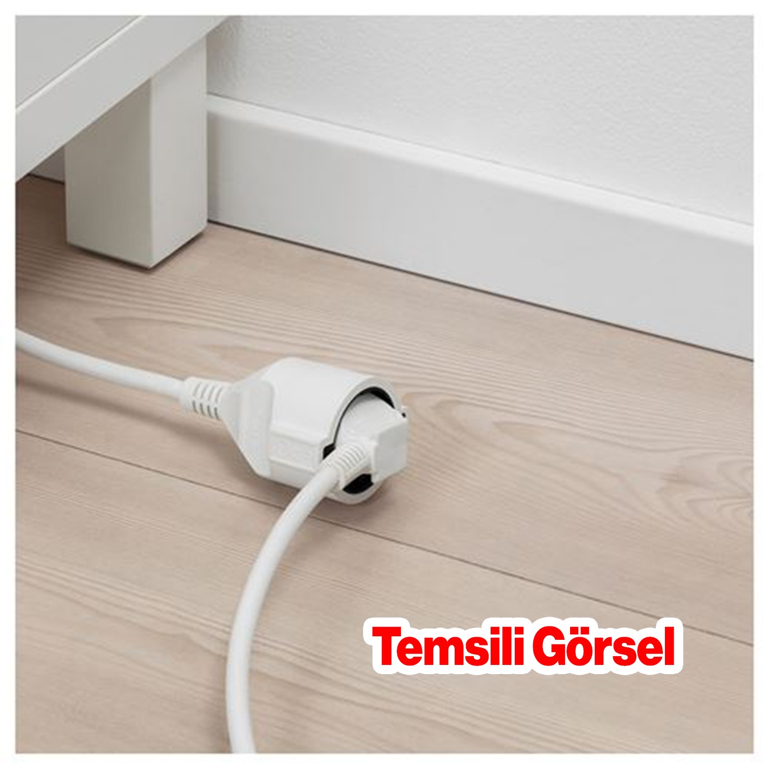 Seyyar Uzatma Kablosu 5 Metre Topraklı Fiş Monofaze CCA Priz 3x1 mm Beyaz Kablo H05VV-F