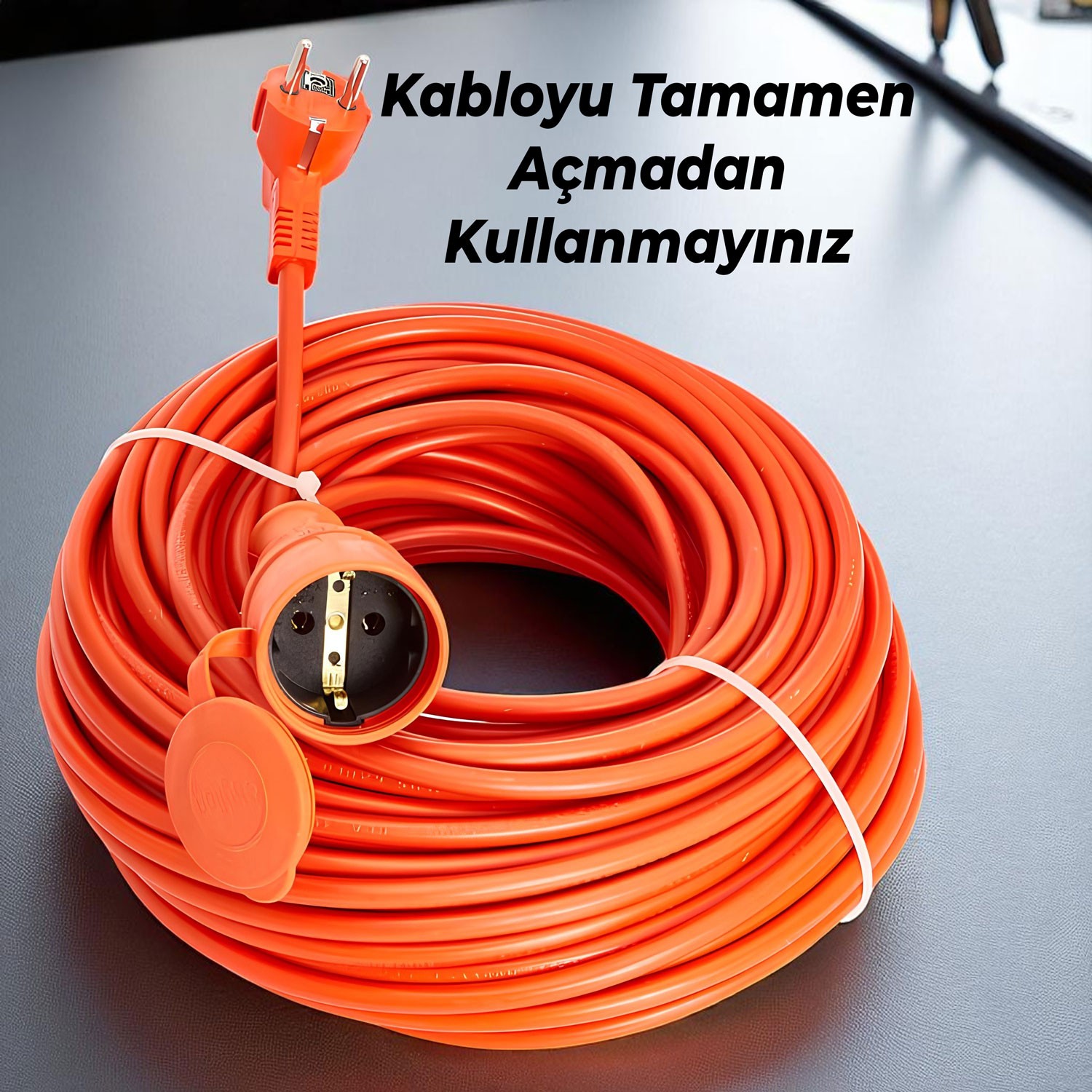 Cca Turuncu 3x2.5 Mm 20 Metre Dış mekan Kablo Seyyar Uzatma Kablosu Prizli Bahçe İçin Suya Dayanıklı