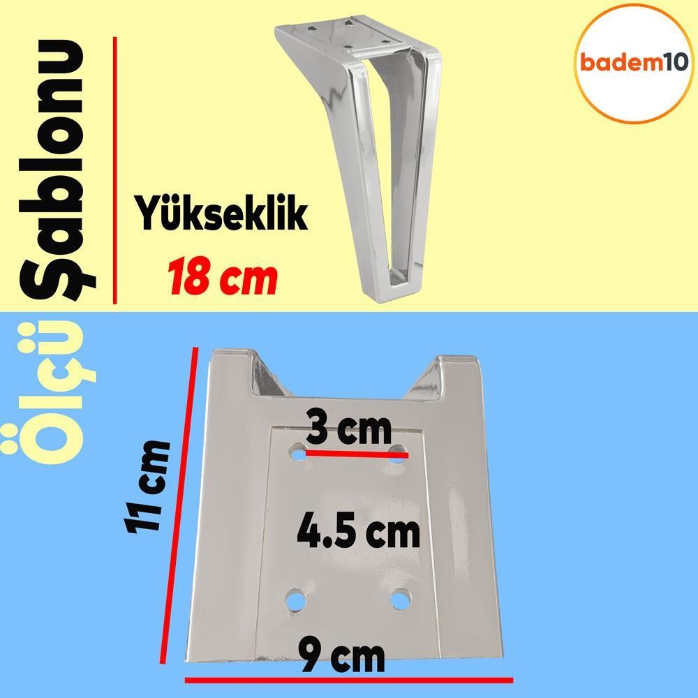 Penta 6'lı Set Mobilya TV Ünitesi Çekyat Koltuk Kanepe Destek Ayağı 18 cm Krom Ayak M8 Civatalı