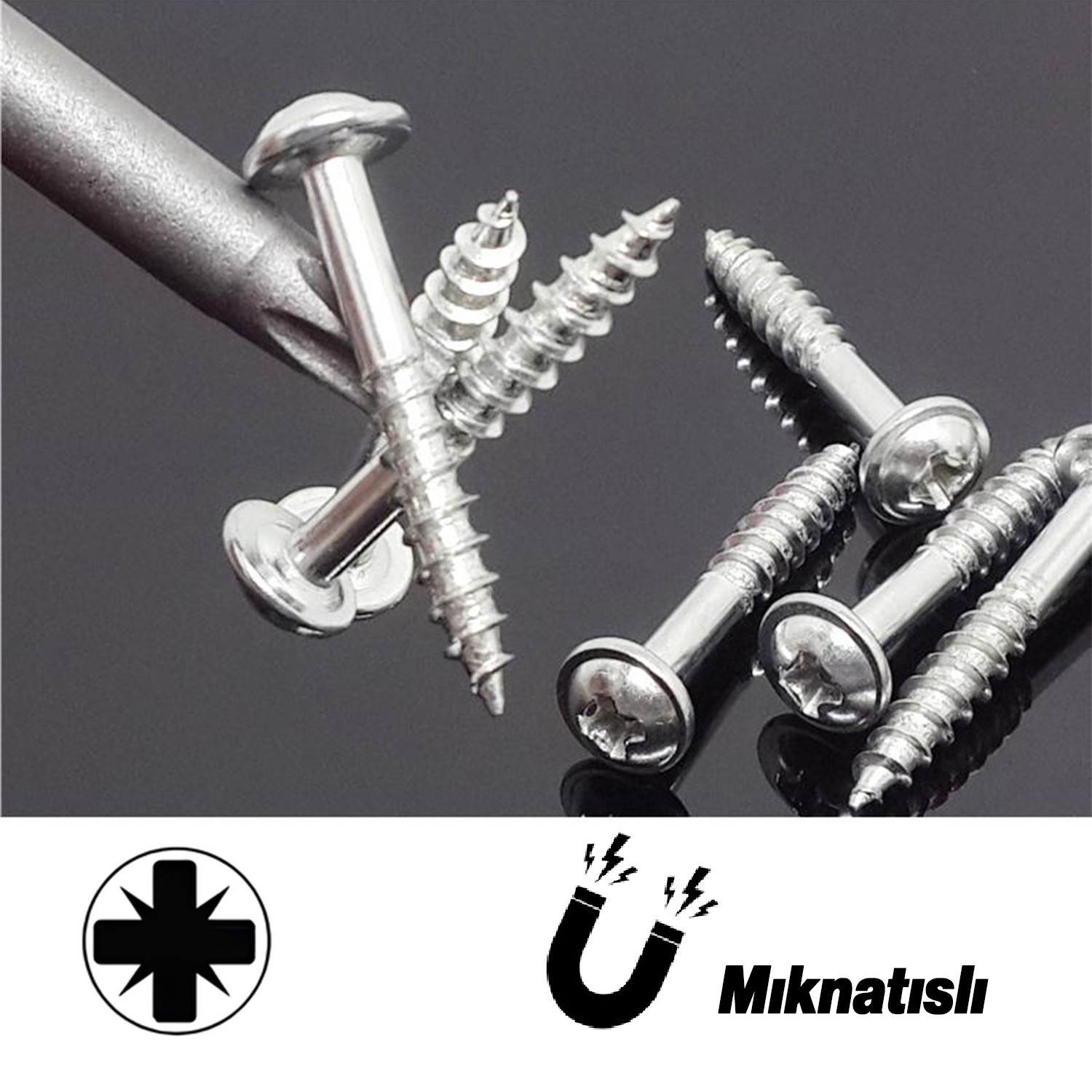 Mıknatıslı Pozidriv Bits Uç PZ2 75 mm 10'lu Set Kutulu Manyetik 1/4" Matkap Ucu 7.5 cm Uzunluk