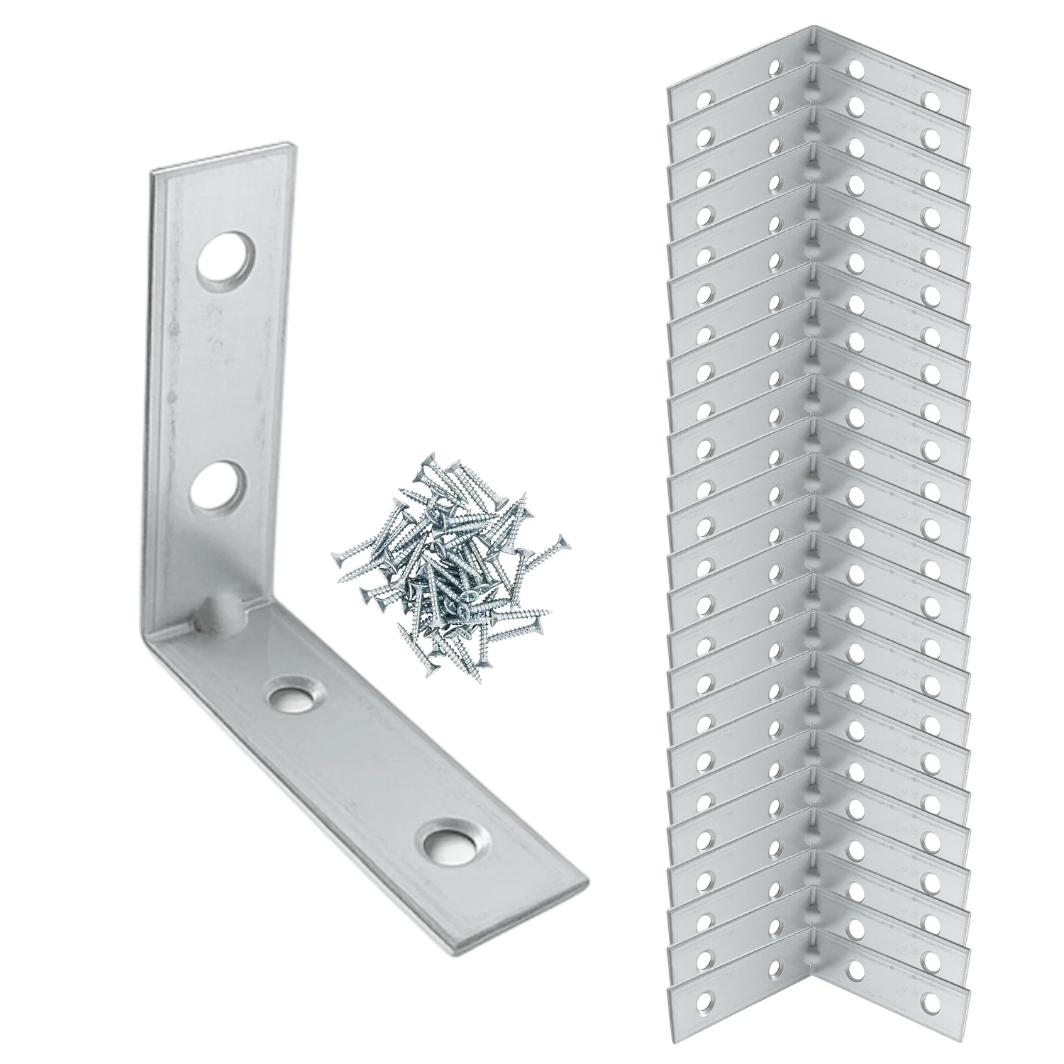 (25 ADET) Metal Köşebent 50x50x15 mm İnce L Demiri Gönye Mobilya Duvar Sabitleme Bağlantı Aparatı