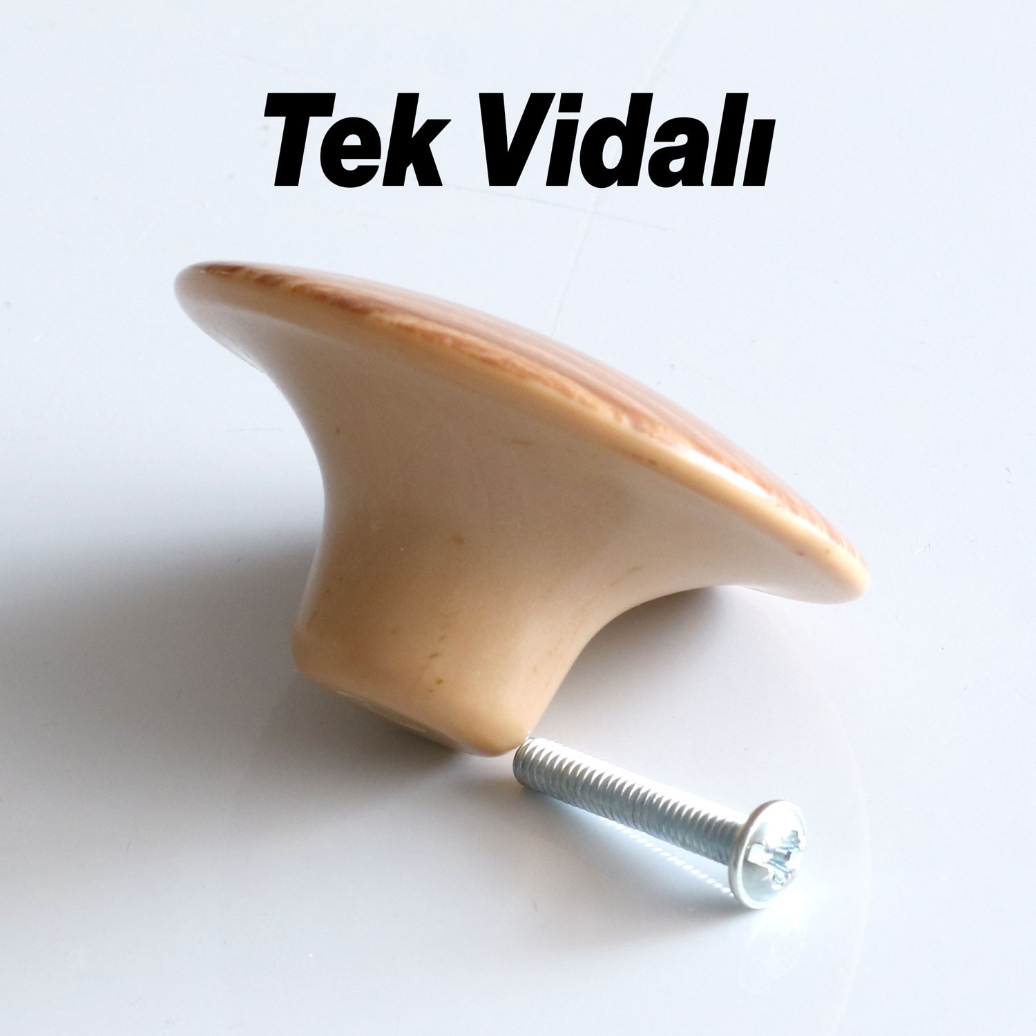 Bohem Plastik Dış Bükey Kulp 10 ADET Açık Ceviz Renk Mobilya Mutfak Dolap Dolabı Çekmece Kulpu Kulbu