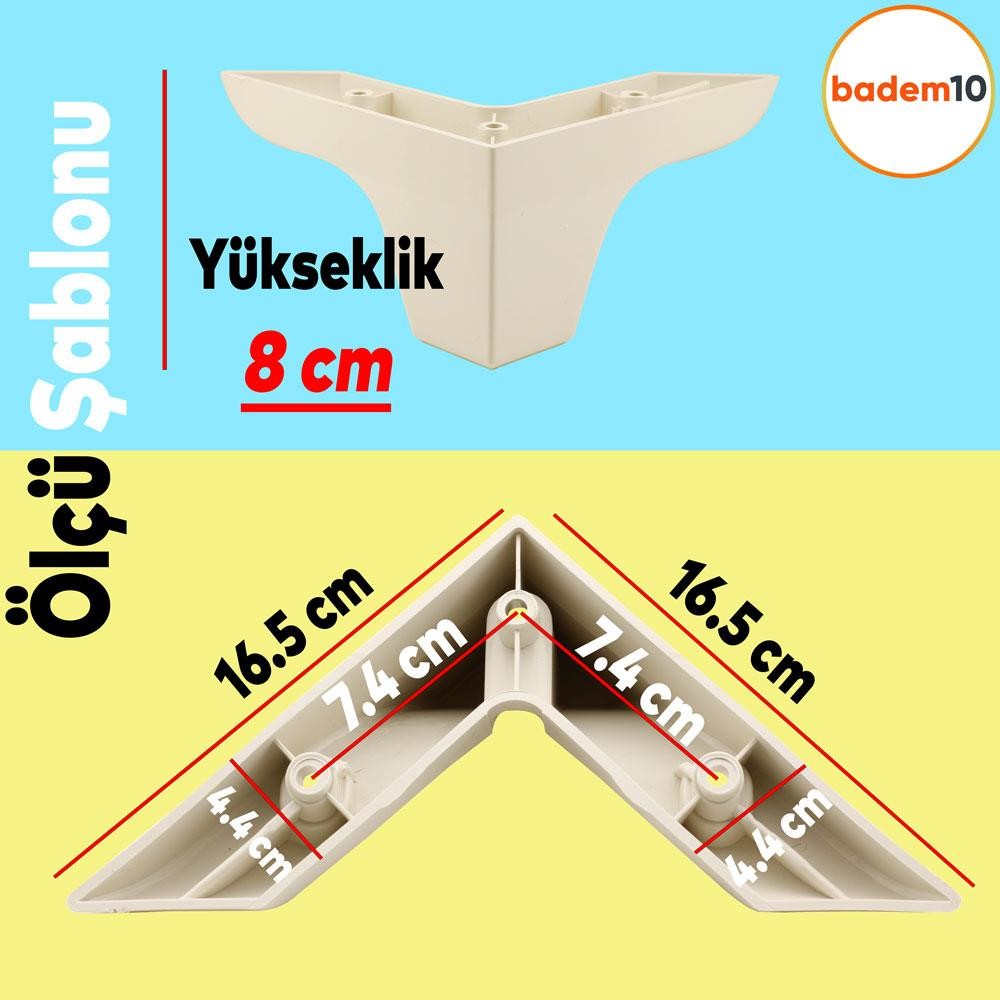 Altay Lüks Mobilya Kanepe Sehpa Tv Ünitesi Koltuk Ayağı 8 Cm Krem Baza Ayakları