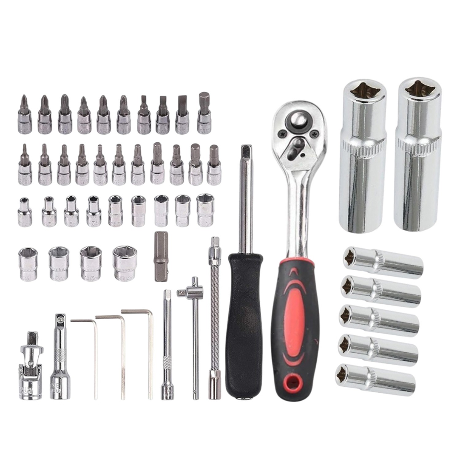 Lokma Anahtar Takımı 53 Parça Uzatma Kolu Mafsallı 1/4 Yıldız Hex Tork Düz Set Bits Uç Allen
