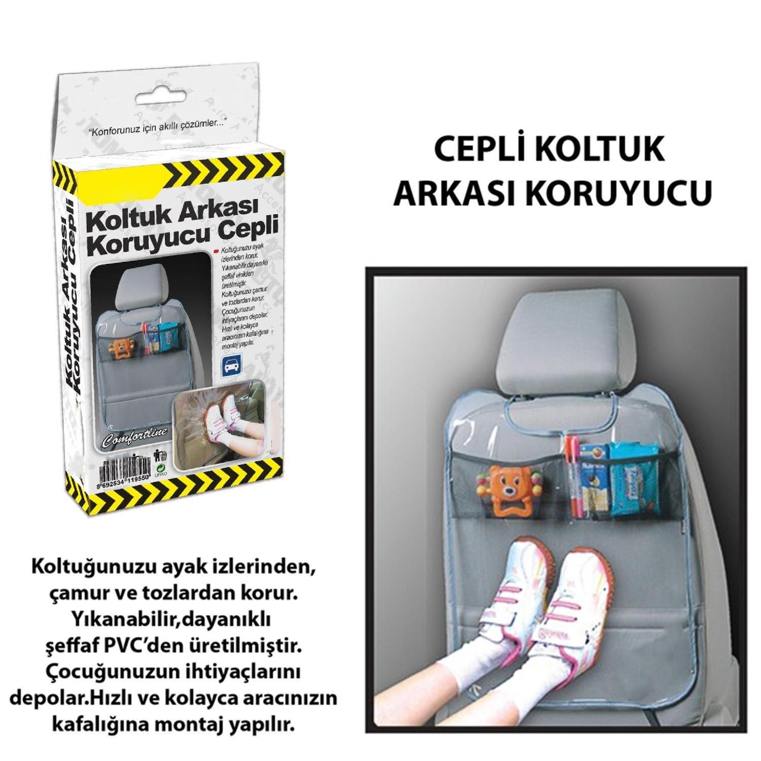Otomobil Oto Araba Araç İçi Cepli Koltuk Arkası Ayakkabı Kir Koruyucu 