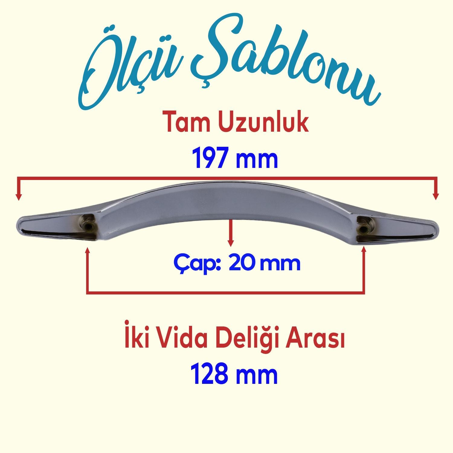 Dilara (128 MM-12.8 CM) Düz Mobilya Mutfak Dolabı Çekmece Dolap Kulpu Kulbu Krom Metal Kulpları