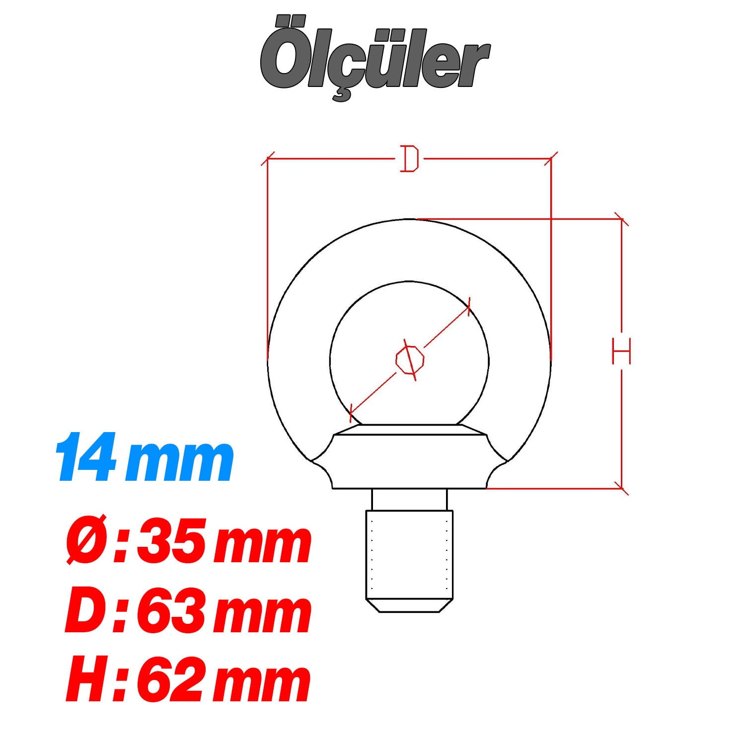 Halka Civata Aybolt 5 ADET 14 mm Civatası Paslanmaz Çelik Dayanıklı Montaj Sabitleme Hırdavat Ürünü