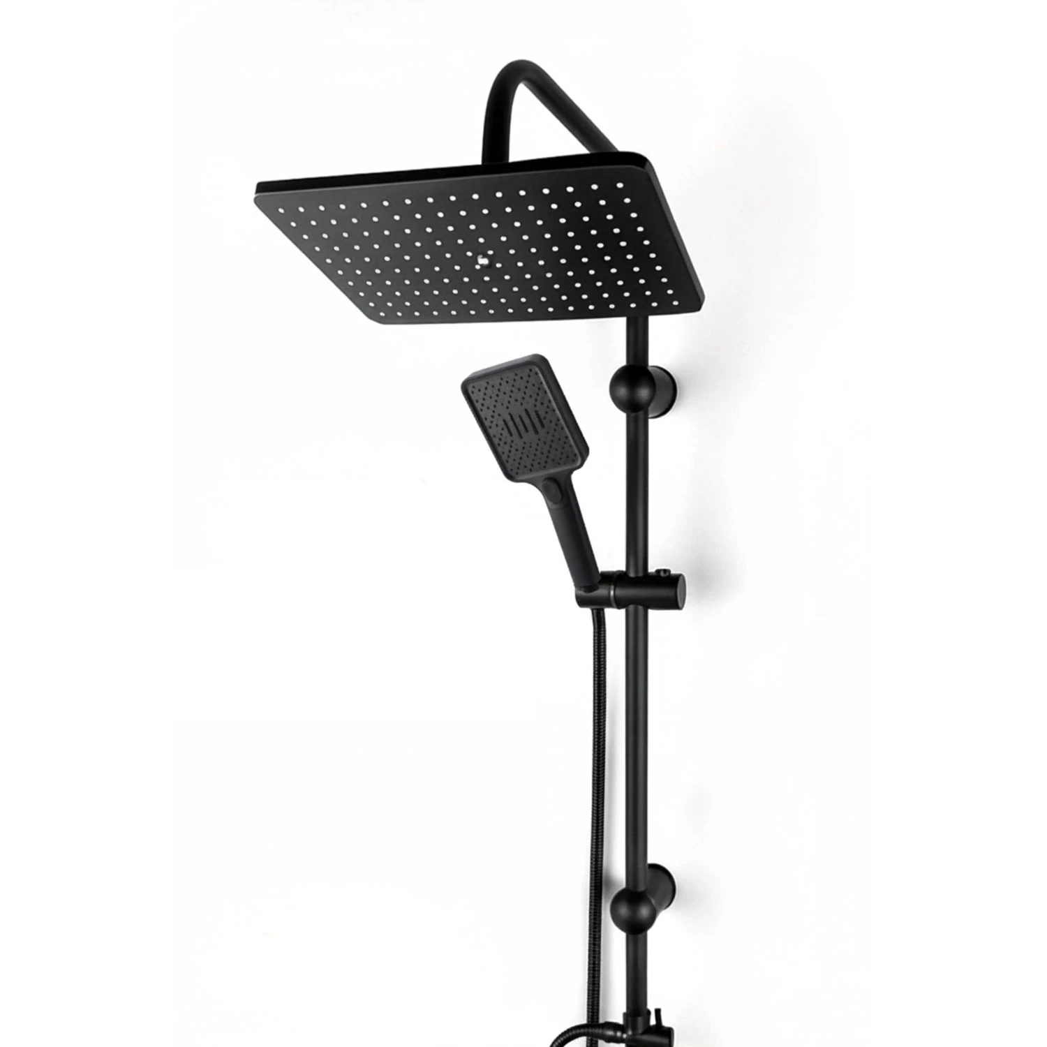 Robot Duş Seti Siyah Tam Takım Lüks Yağmurlama ve Çok Fonksiyonlu El Duşu Başlıklı Vidalı Duş Sistemi