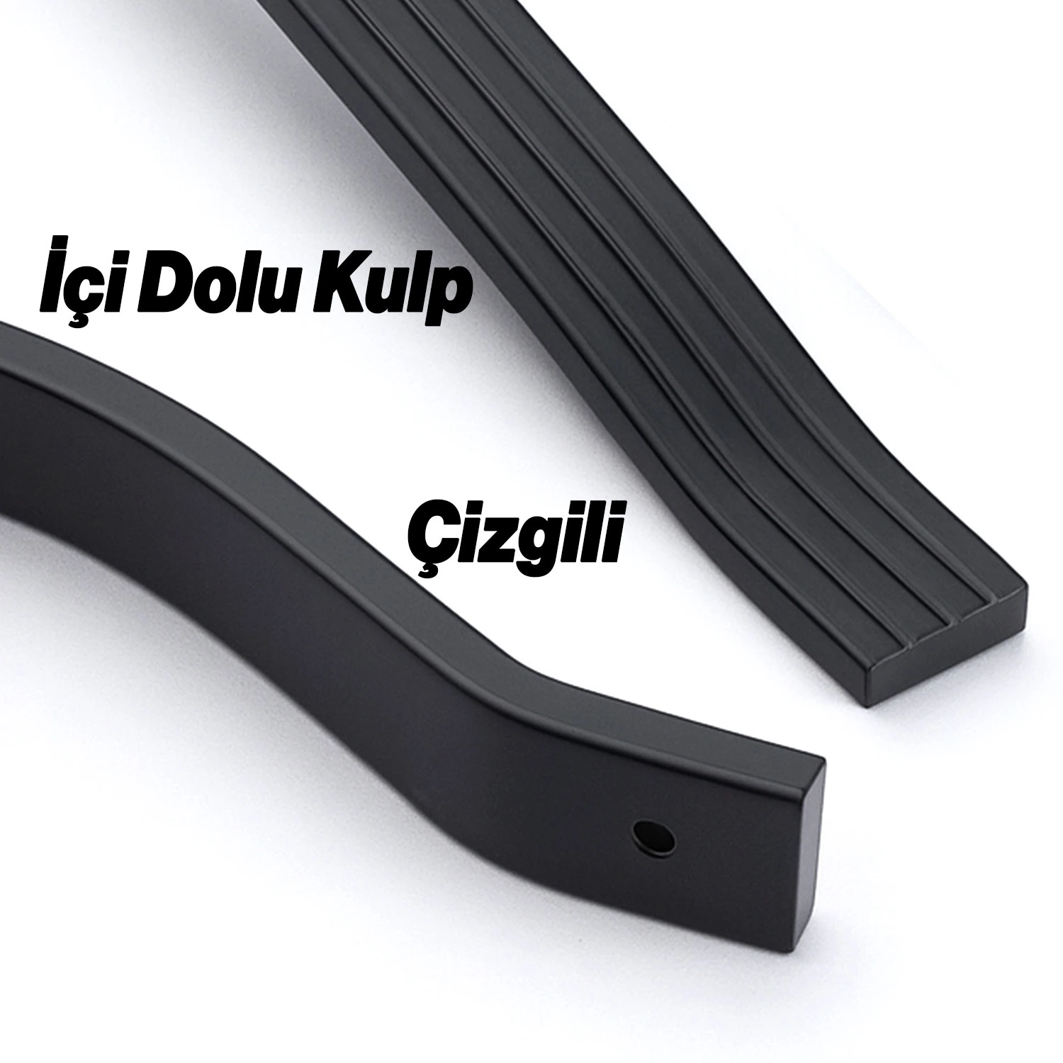 Akasya 224 mm Siyah Çizgili Metal Kulp Mobilya Çekmece Dolap Kapak Kulpu Paslanmaz Kulpları