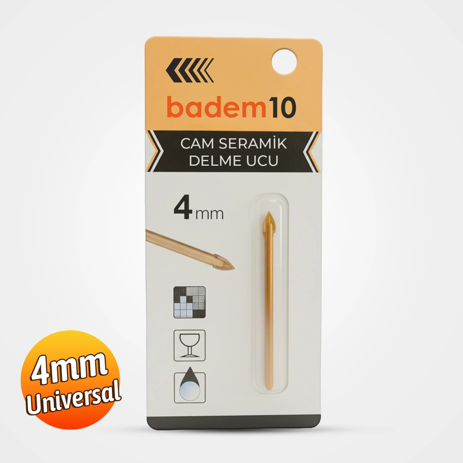 Sarı Universal Cam Seramik Delme Matkap Ucu 4 mm