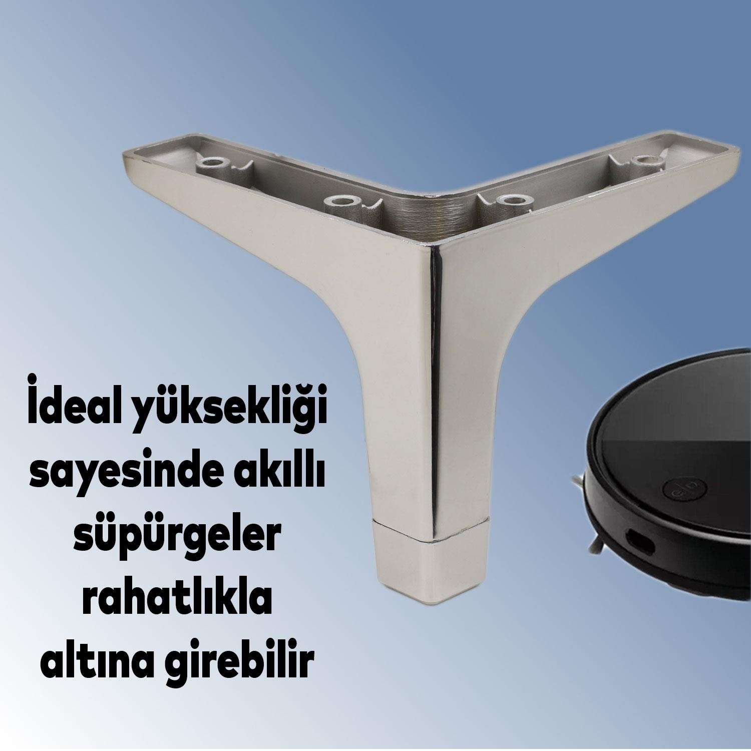 Sedef Lüks Mobilya Kanepe Sehpa Tv Ünitesi Koltuk Ayağı 12 Cm Parlak Plastik Krom Baza Ayakları