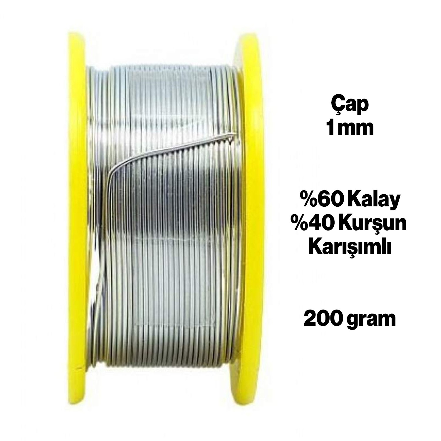 Lehim Makinası Teli 60/40 Kalay Kurşun Karışımlı RA 26 Flux Oranı %3 Çapı 1 mm Ağırlık 200 gr