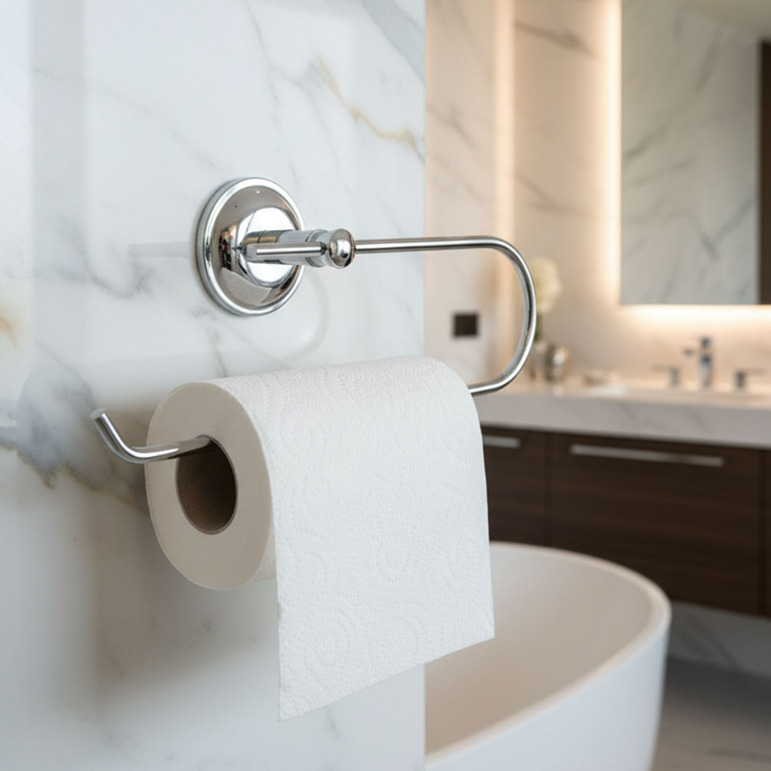 Açık Kağıt Havluluk Krom Gümüş Metal Duvara Monte Vidalı Banyo Tuvalet Mutfak Kağıt Havluluk 25 cm