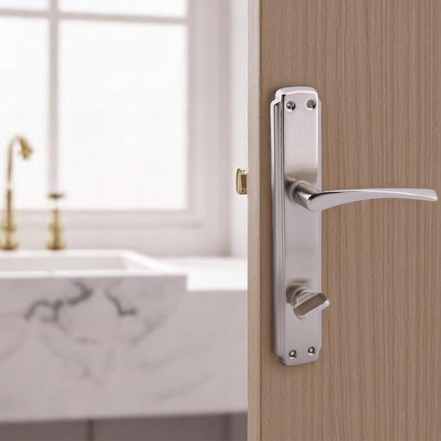 Kilitlenebilir WC Banyo Kapı Kolu Nikel İnox Aynalı Sağa Sola Uygun İç Dış Tuvalet Kapısı 1 Takım