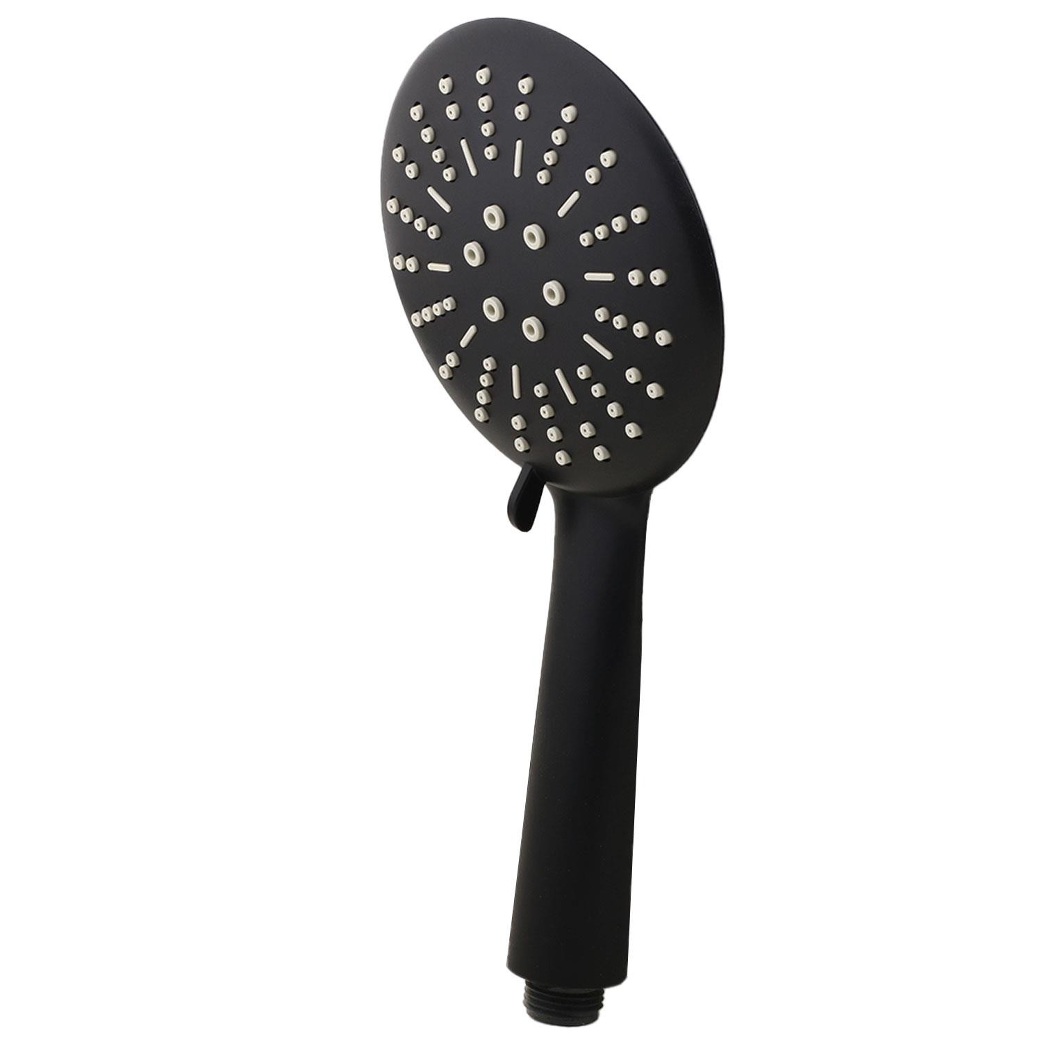 Baran Duş Seti Banyo Lüx Yuvarlak Siyah Başlık Metal Hortum