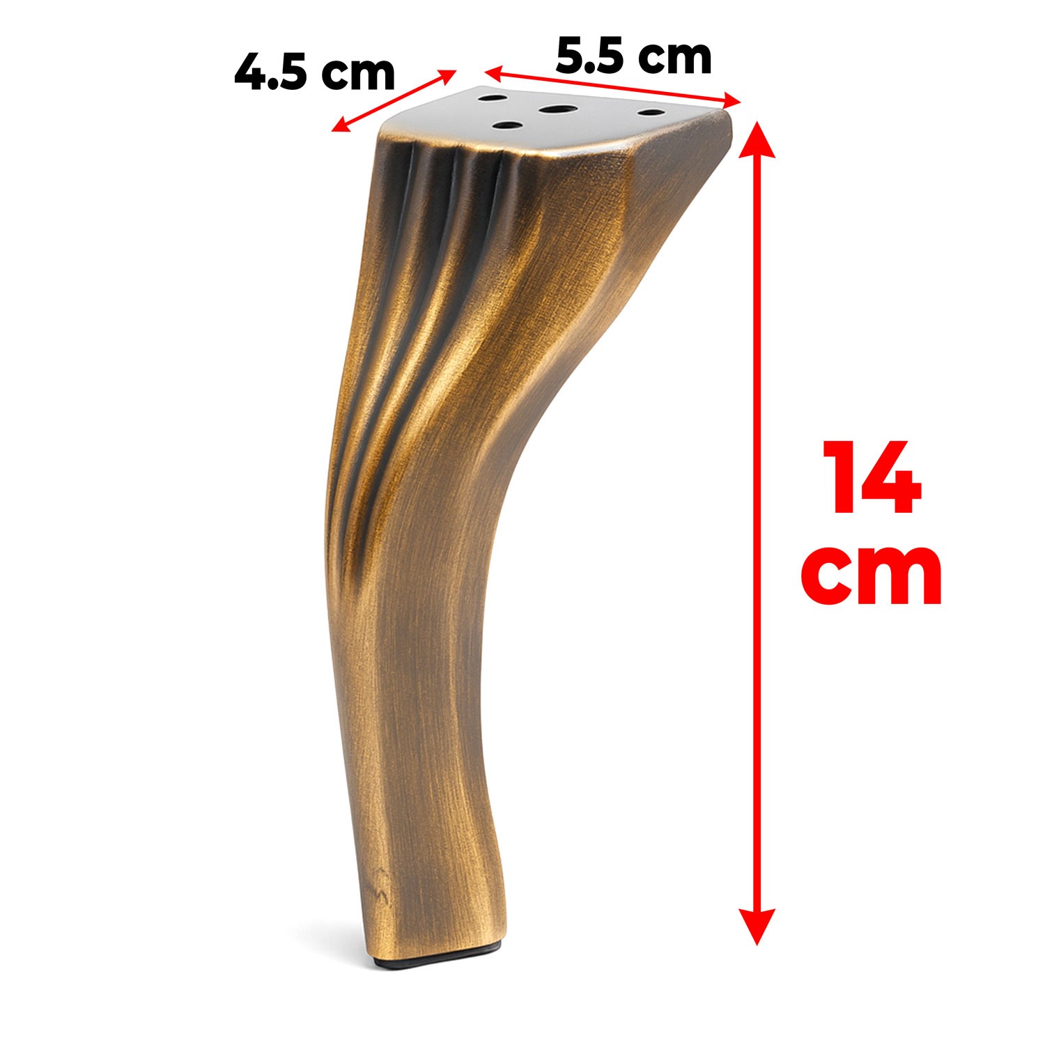 Kesit 14 cm Eskitme Antik Sarı Metal Mobilya Ayağı Ayakları Ünite Baza Koltuk Kanepe Sehpa Masa