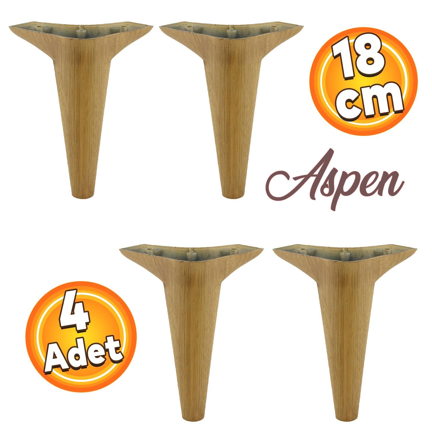 Aspen Lüks Mobilya Kanepe Sehpa Puf Koltuk Ayağı  Kahverengi Ceviz Baza Ayak 18 cm (4 ADET)