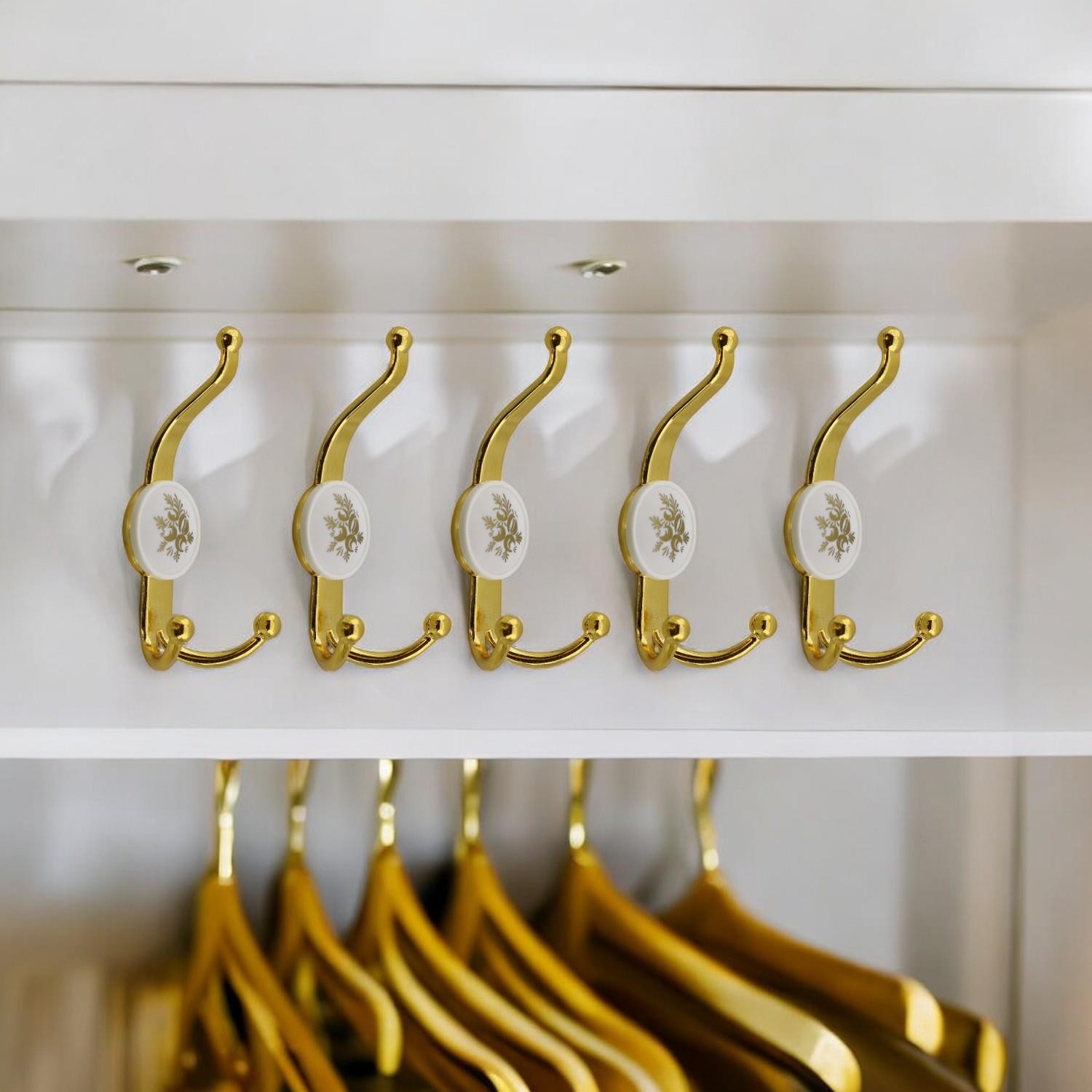 5 Adet Gold Altın Askı Dolap Askılık Askılığı Banyo Mutfak Askısı Duvar Kapı Elbise Kıyafet Vestiyer