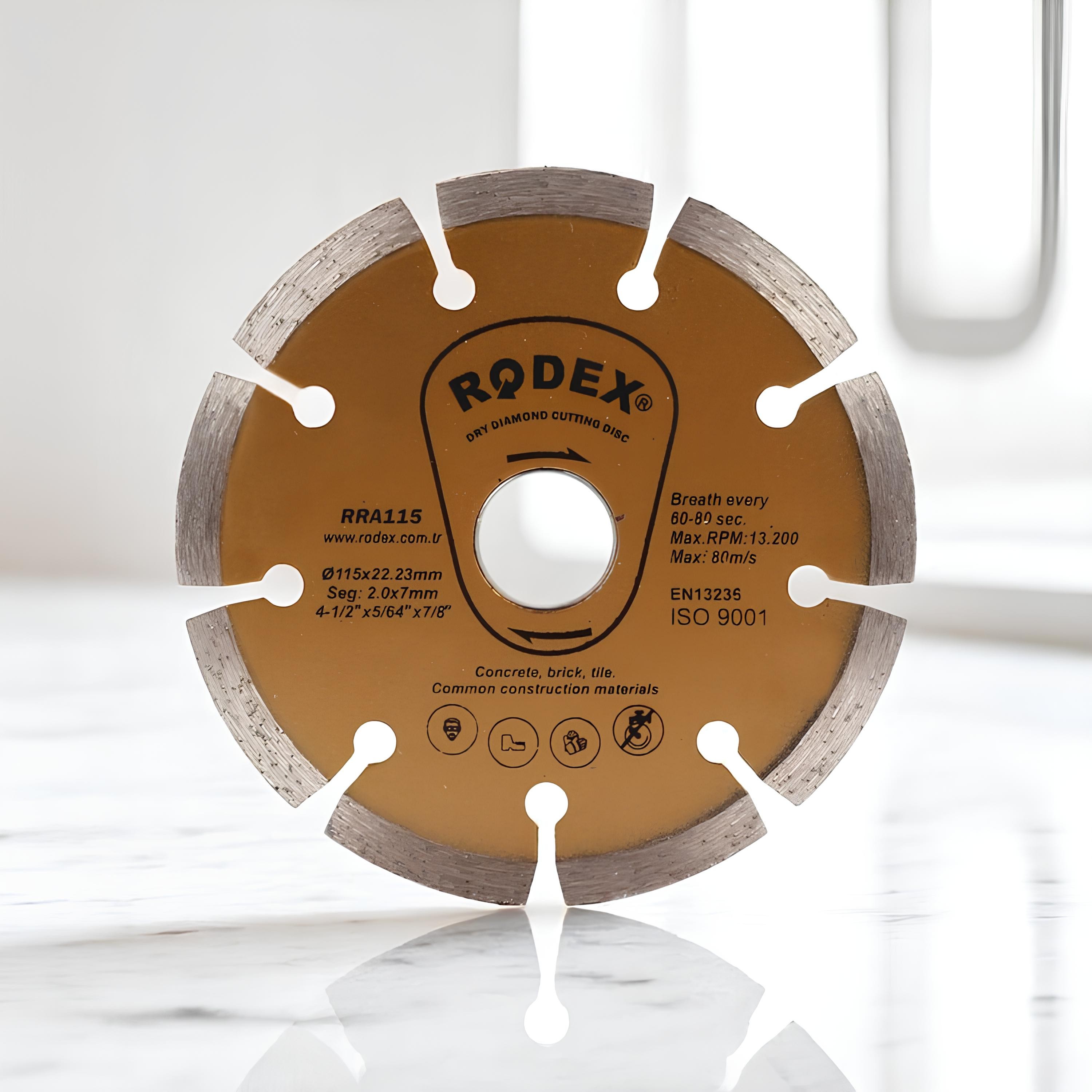 Rodex 115 mm Elmas Kesici Disk – Beton, Mermer, Granit ve Taş Kesim Uyumlu Dayanıklı Kesme Taşı