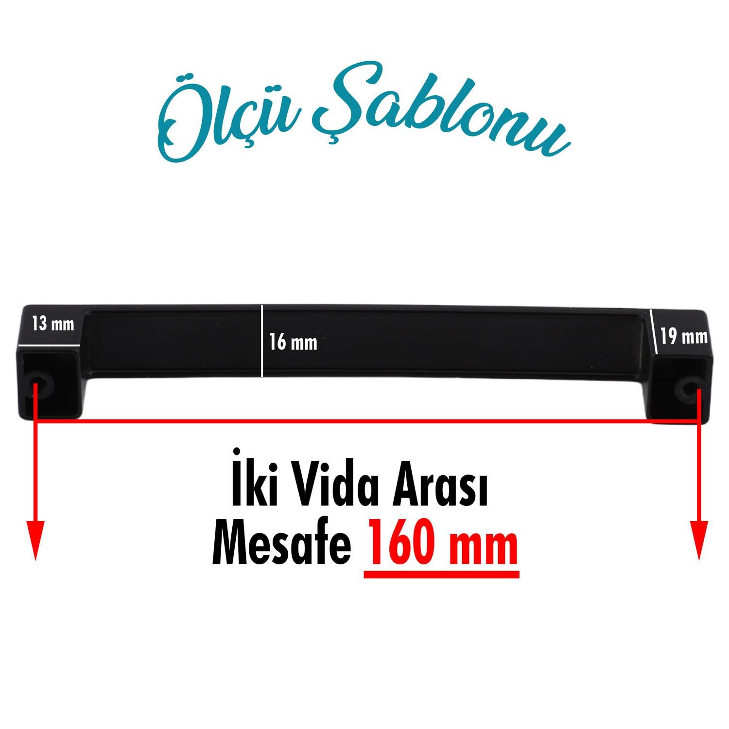 Bihter 160 mm Mutfak Kulpu Çekmece Dolap Kapak Kulbu Metal Kulp Mobilya Siyah Dolabı Kulpları