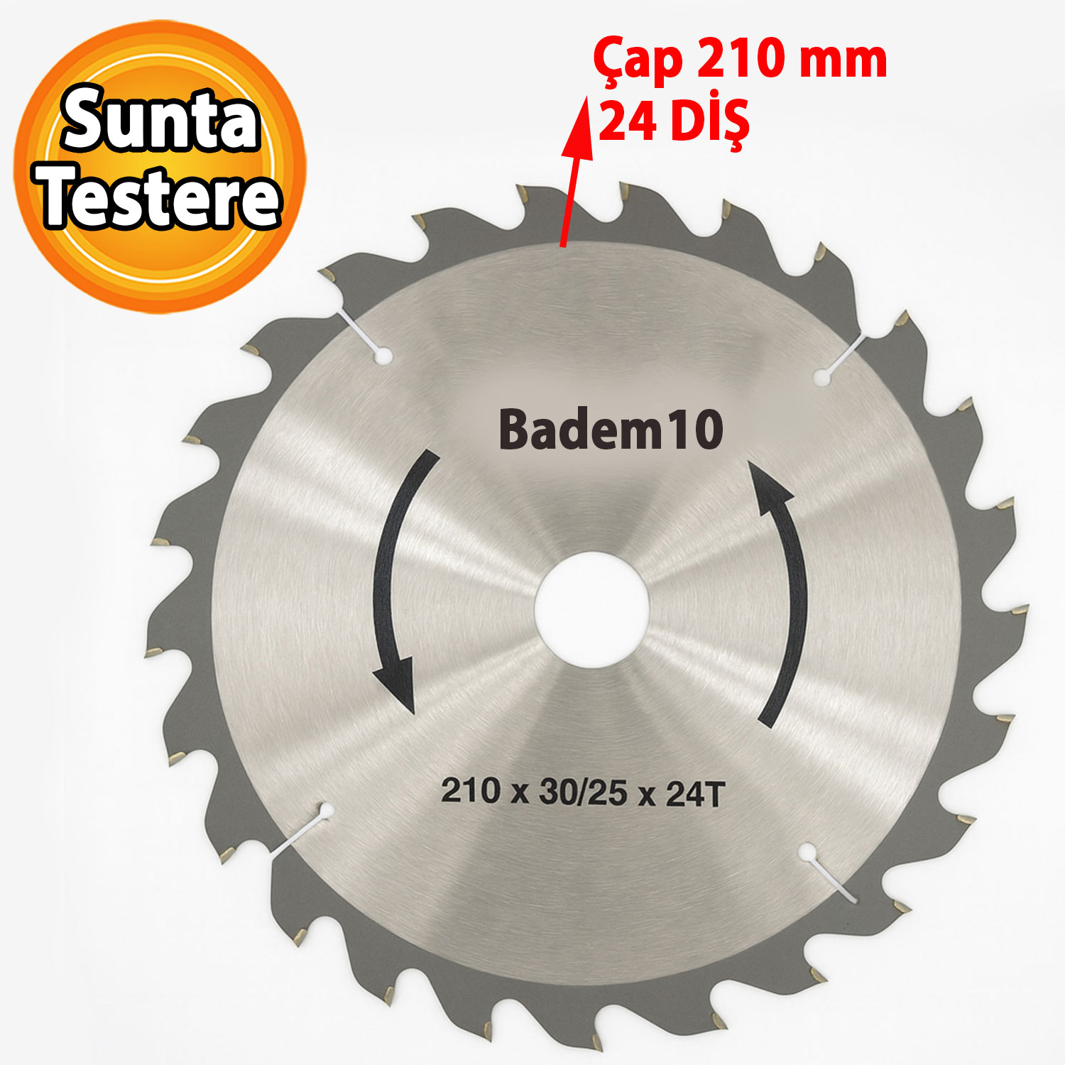 Sunta MDF Kesme 24 Diş 210x30x25 mm Profesyonel Ahşap Kesim Uyumlu Dairesel Testere Bıçağı Modeli