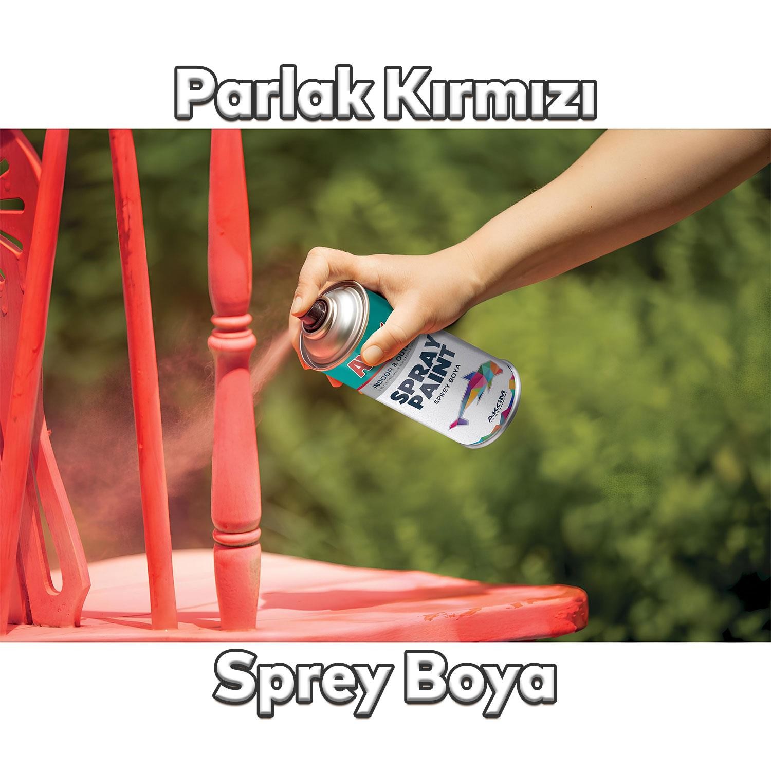 Akfix Kalıcı Sprey Boya Parlak Kırmızı 400 ml Tasarım Metal Ahşap Plastik Beton Yüzey Boyama