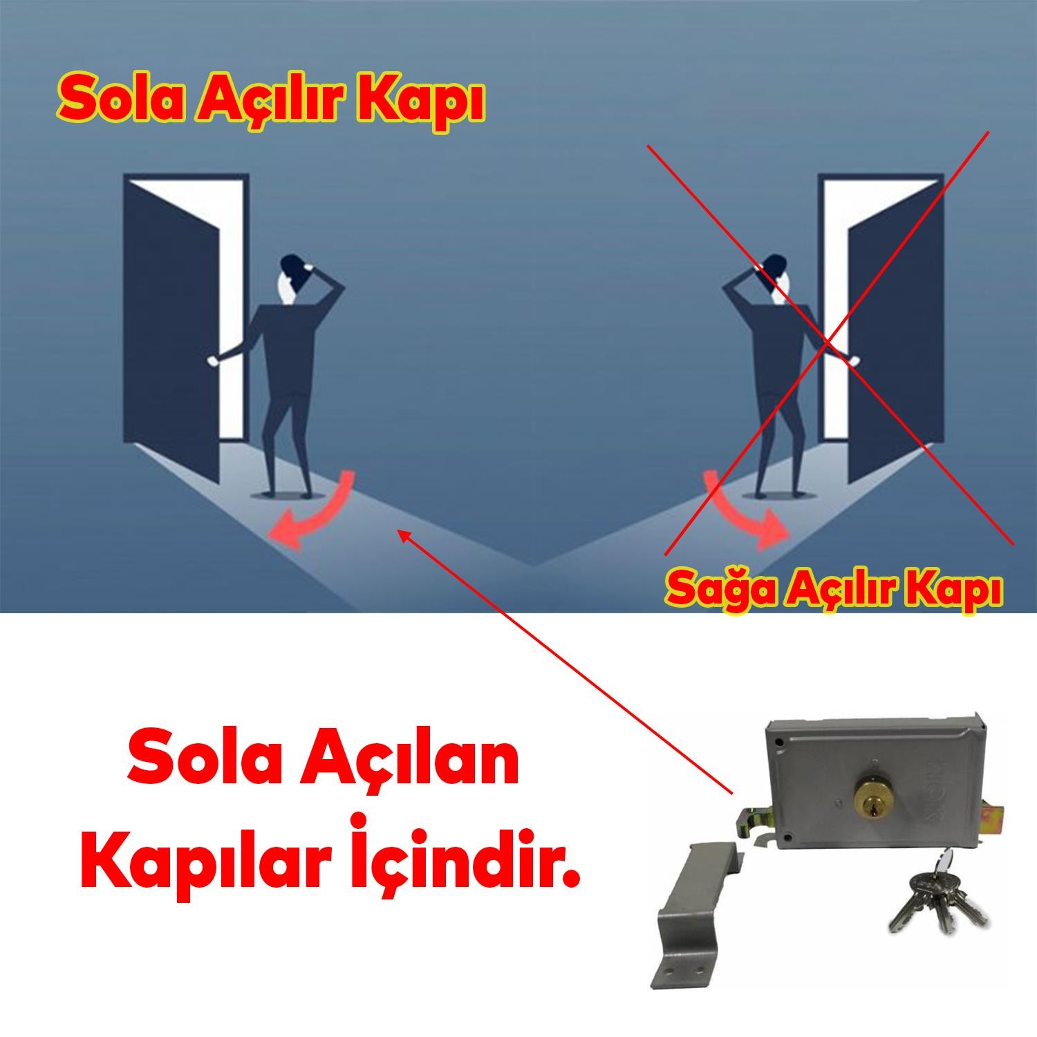 Çelik Kapı Dış Kapı Bahçe Kapısı Silindirli Trajlı Kilit Gövde Kilidi Soldan Açılır Kapı ST-14