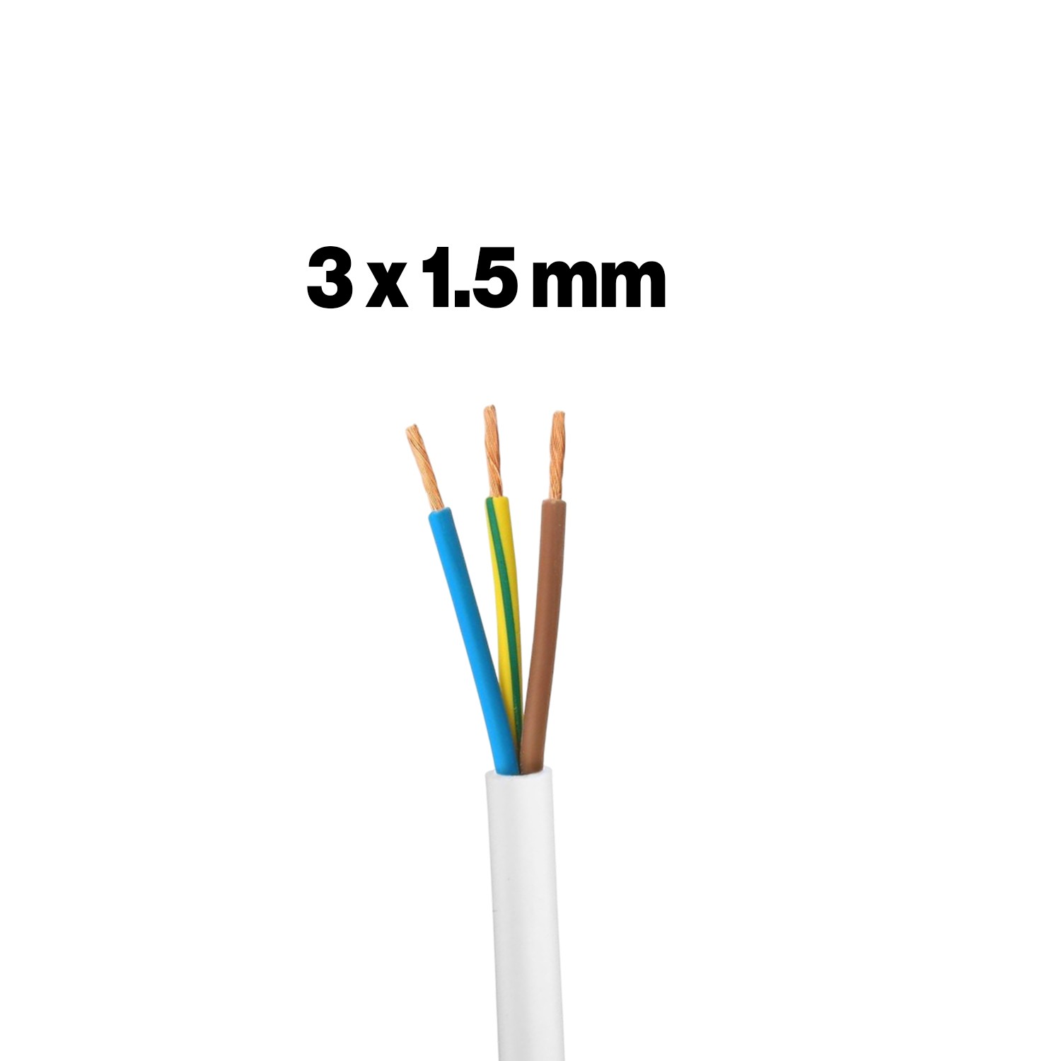 TTR CCA Çok Telli Elektrik Kablosu Topraklı Bakır İletken Damarlı Beyaz Kablo 3x1.5 mm 100 Metre