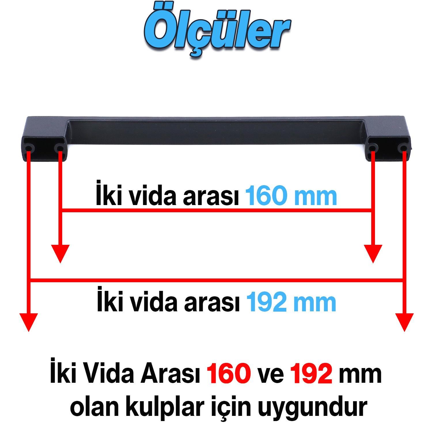Gölcük 192 mm (SERT PLASTİK) 5 ADET Siyah Mobilya Çekmece Mutfak Dolap Dolabı Kulpu Kulbu Kulpları