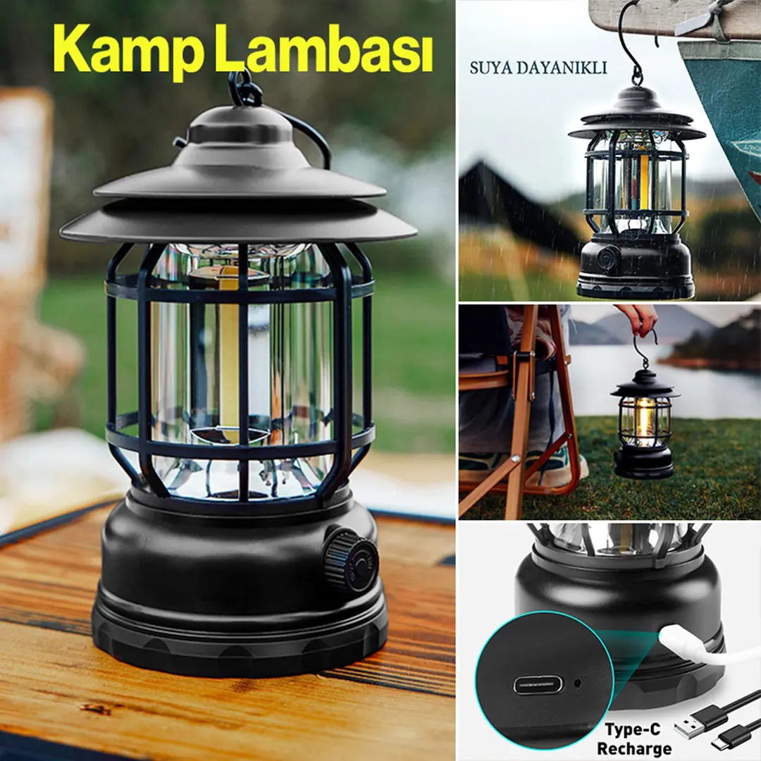 Klaus Dekoratif Kamp Lambası Ledli Beyaz Işıklı El Feneri Işıldak