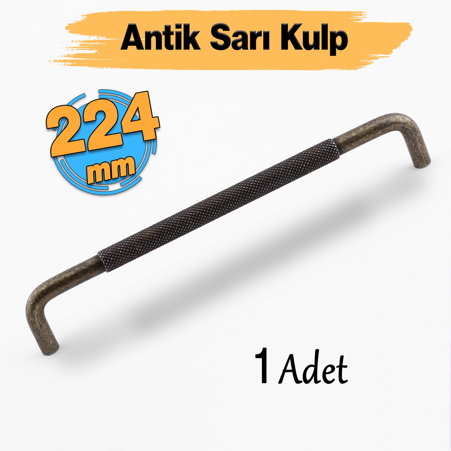 Uber Tırtıklı Antik Sarı Metal Kulp 224 mm 22.4 cm Mobilya Çekmece Mutfak Dolabı Dolap Modern Kapak