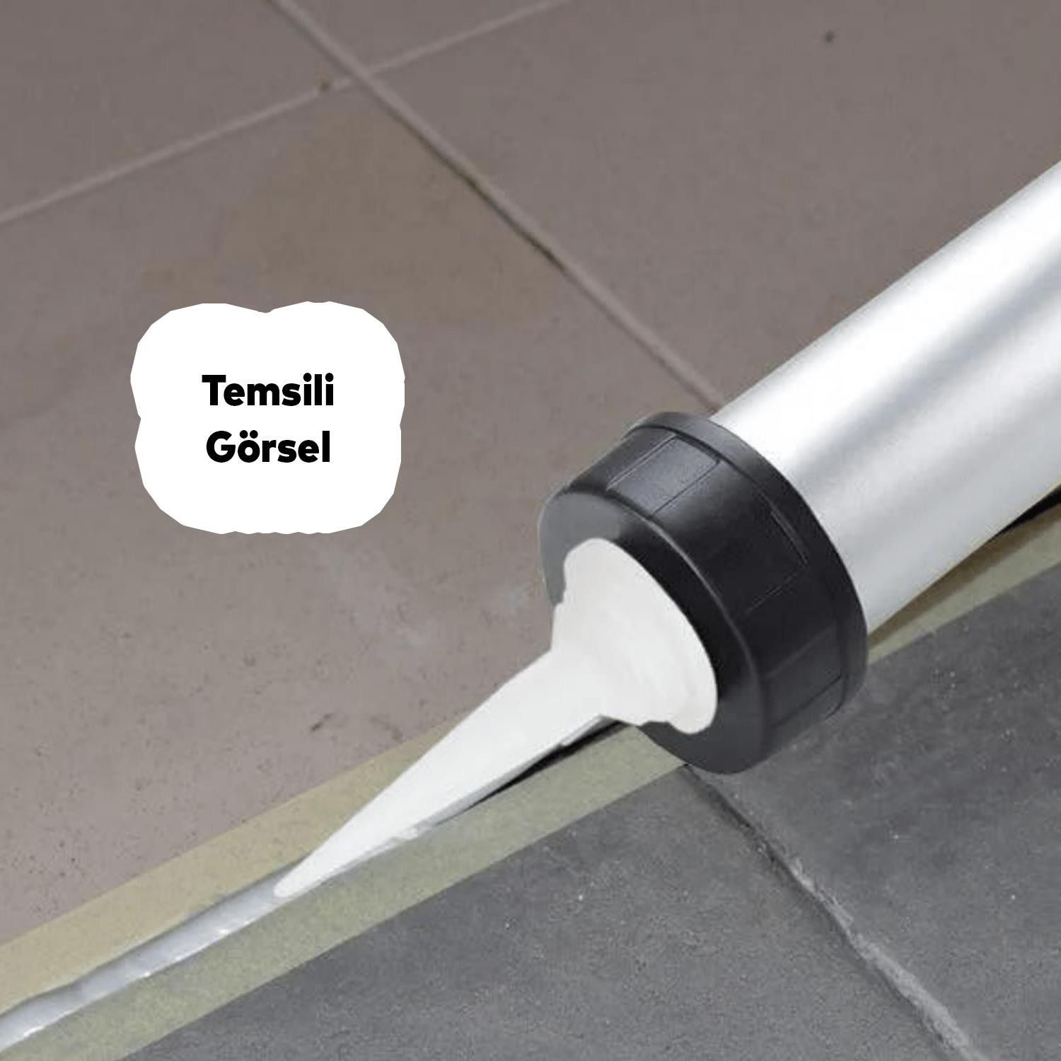 Sosis PU Silikon Mastik Gri Renk 600 ml Tabanca Güçlü Yapıştırıcı Sızdırmaz Yalıtım Tabancalı Set