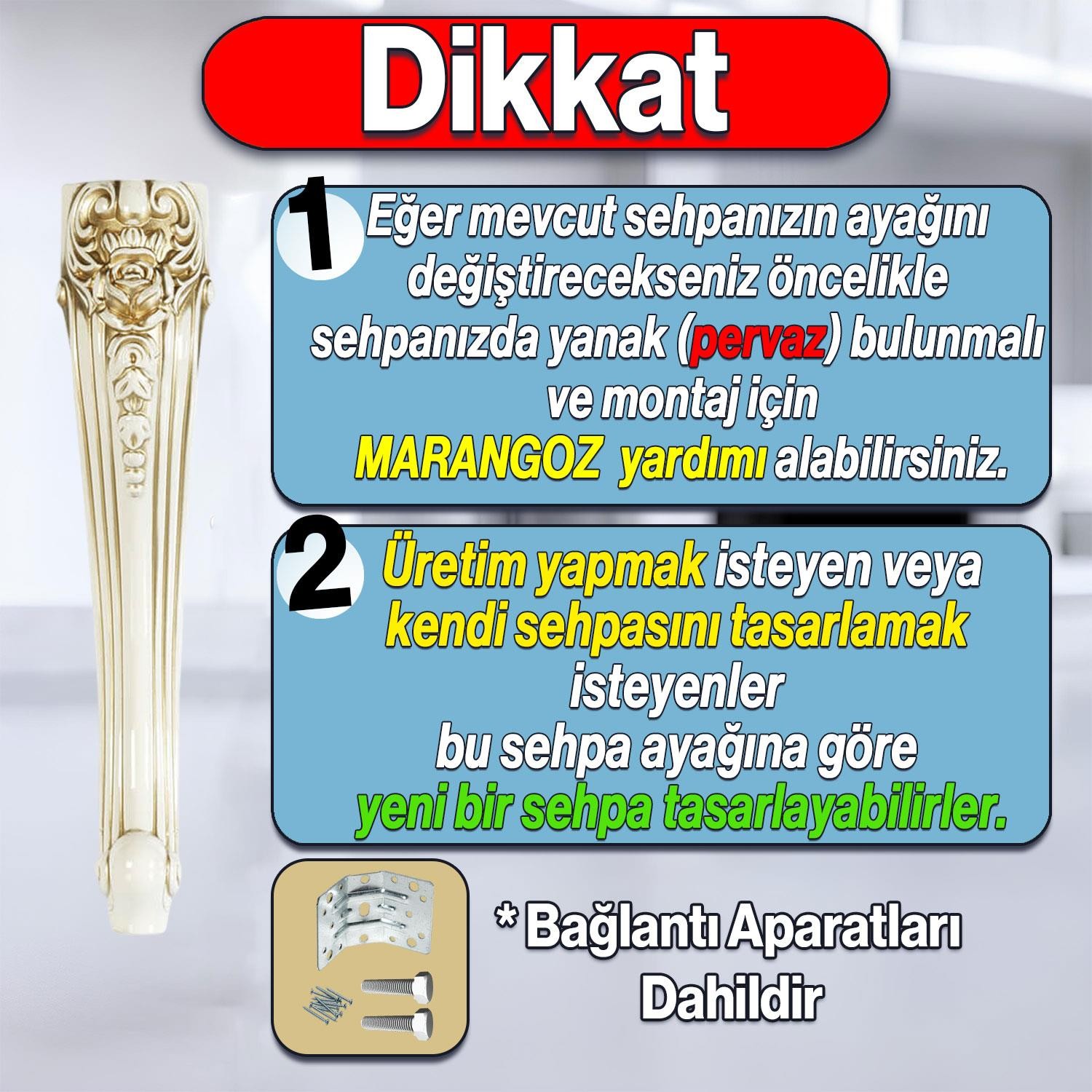 Nehir Plastik 4 Adet Sehpa Ayağı 40 cm Krem Altın Orta Ayak Zigon Sehpa Mobilya Masa Ayakları Gold