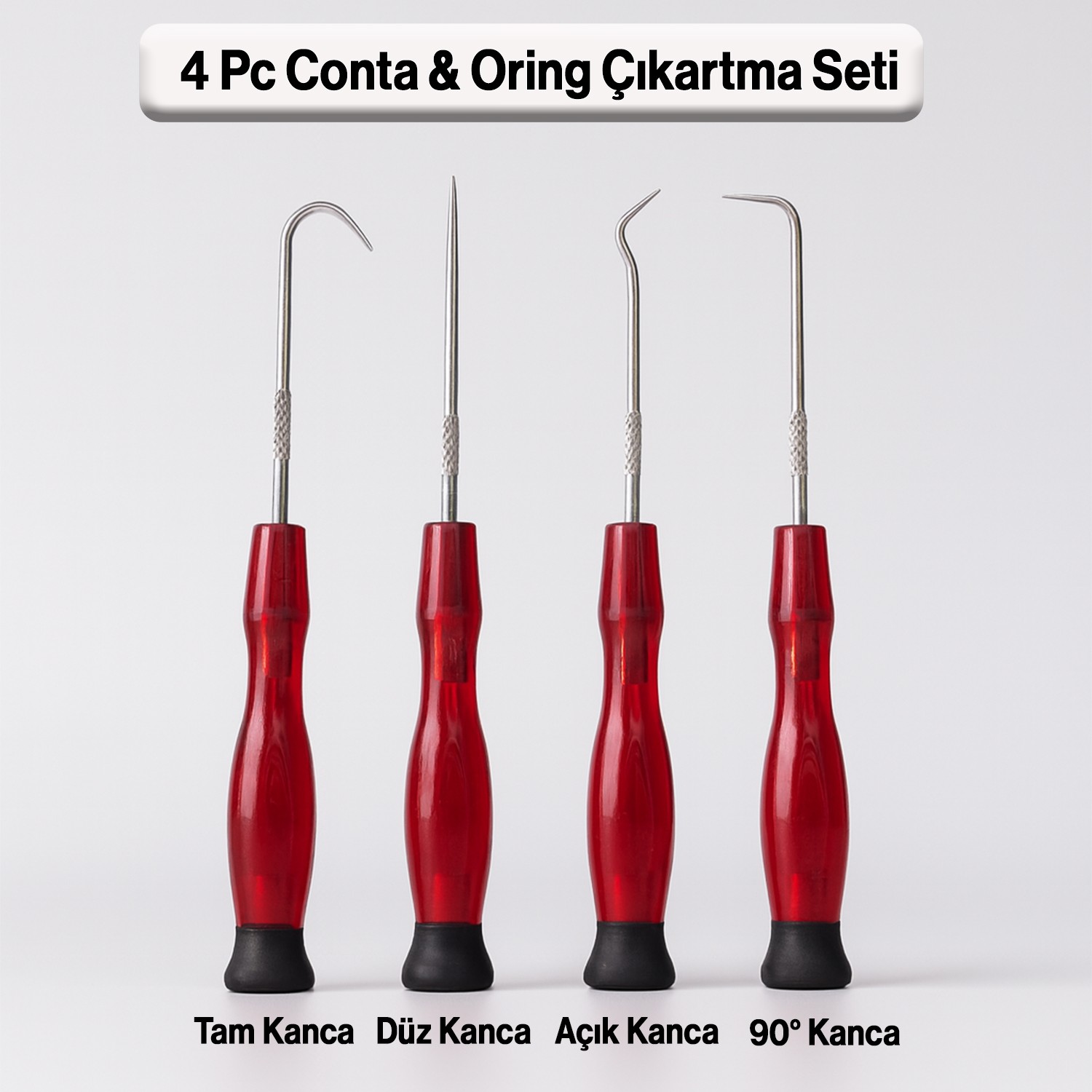 Conta Oring Çıkartma Kiti Oto Tamir Oring Seti 4 Parça Sökme Kancası Paslanmaz Çelik Ergonomik Saplı