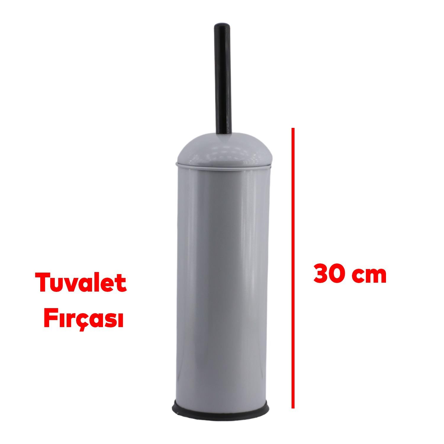 Emayhome Ev Ofis WC Banyo Gri Metal 4'lü Set Sabunluk Fırça Diş Fırçalık Çöp Kova Seti