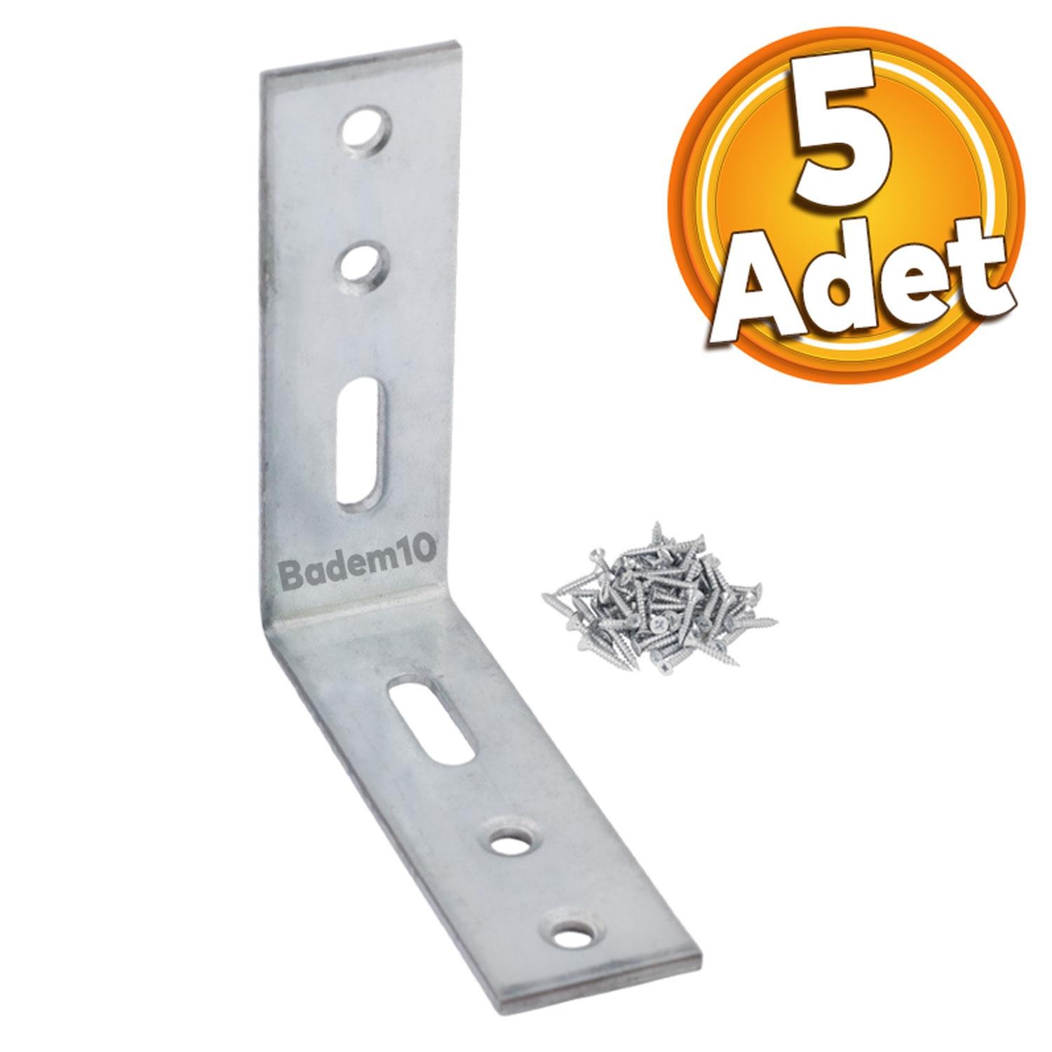 Mobilya Eşya Dolap Yatak Duvara Sabitleme Köşebent Bağlantı Aparatı L Demiri Gönye 65x65x20 Mm (5 ADET)
